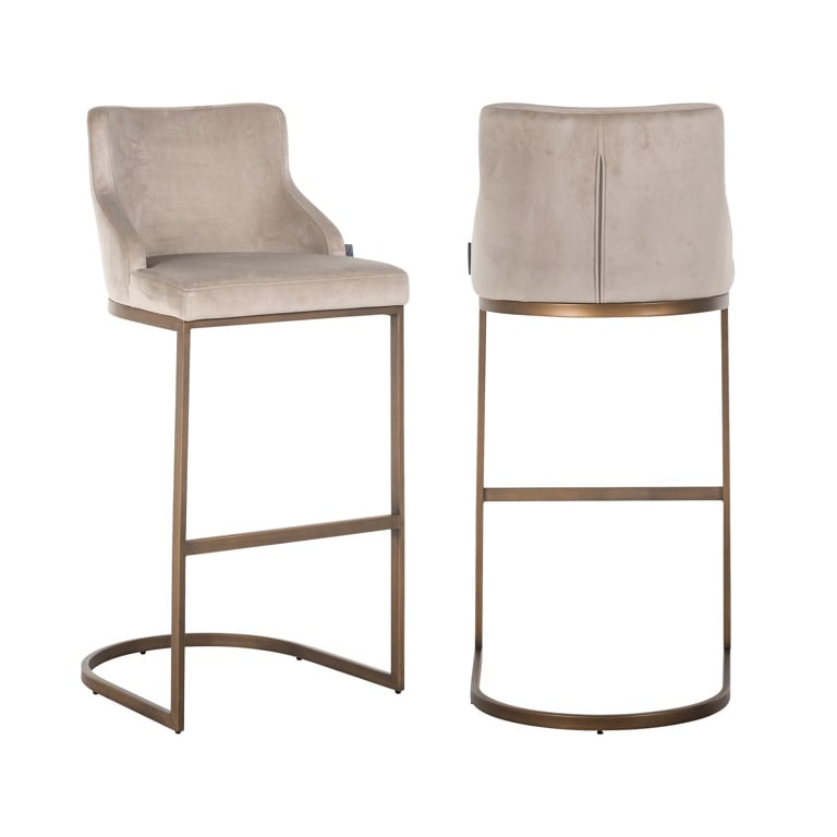Bolton Khaki Velvet / Brushed Gold Bar Stool by Richmond Interiors | Style Our Home