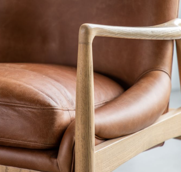 Sanditon Brown Leather Armchair by Hudson Living | Style Our Home