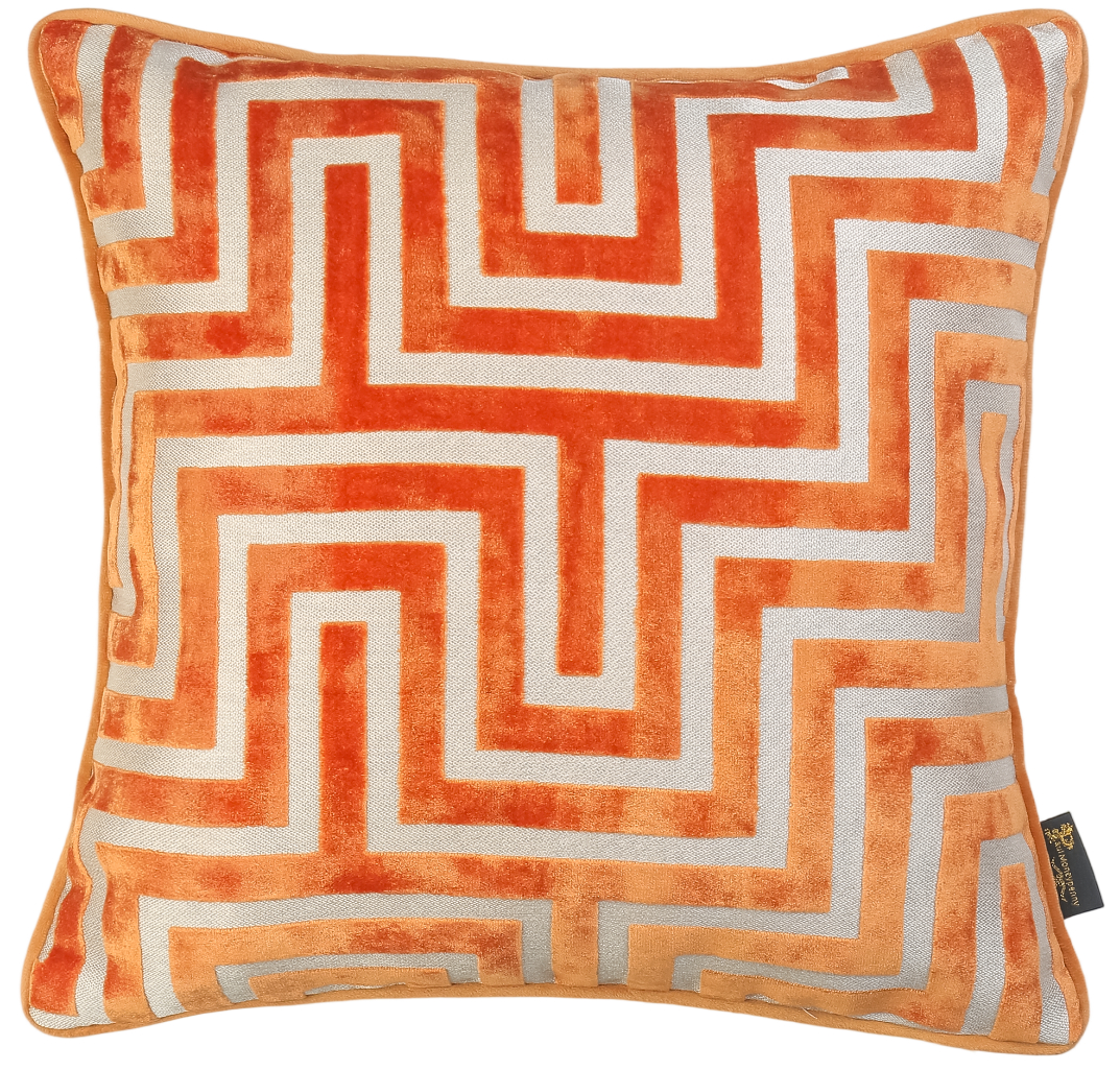 Pm Maze Cut Velv Orange Amazing by Malini | Style Our Home