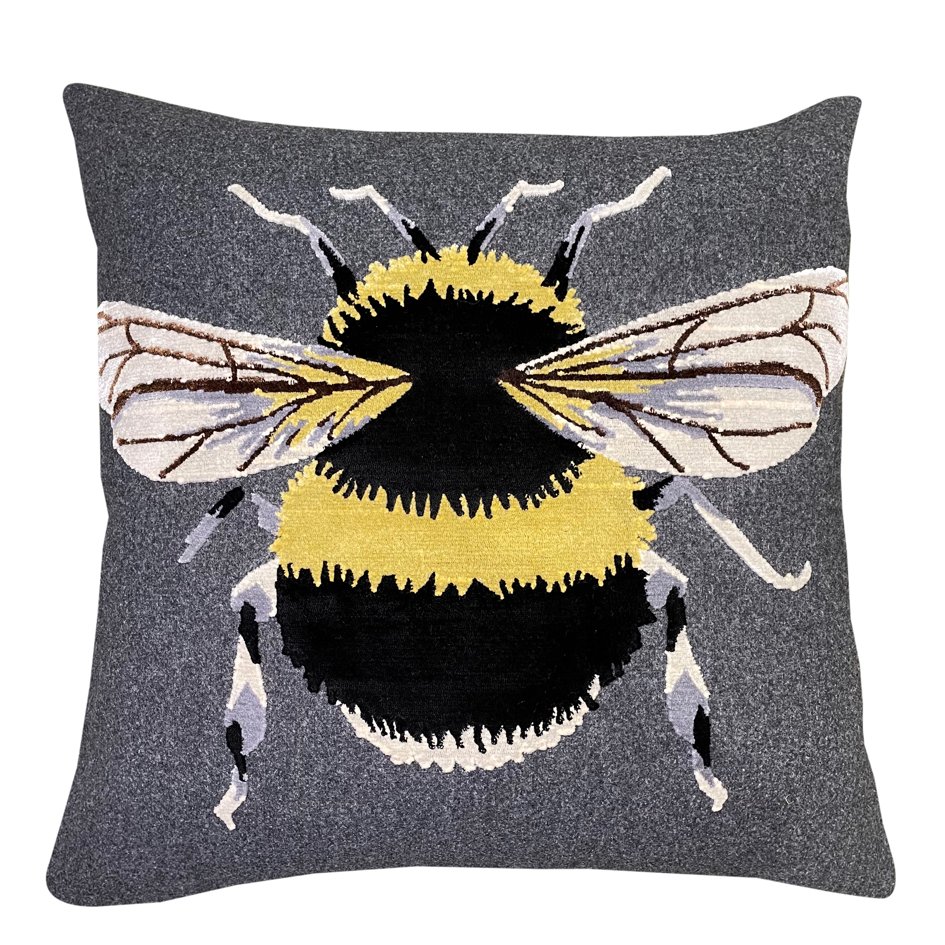 Emb Bee Cushion On Grey Felt by Malini | Style Our Home