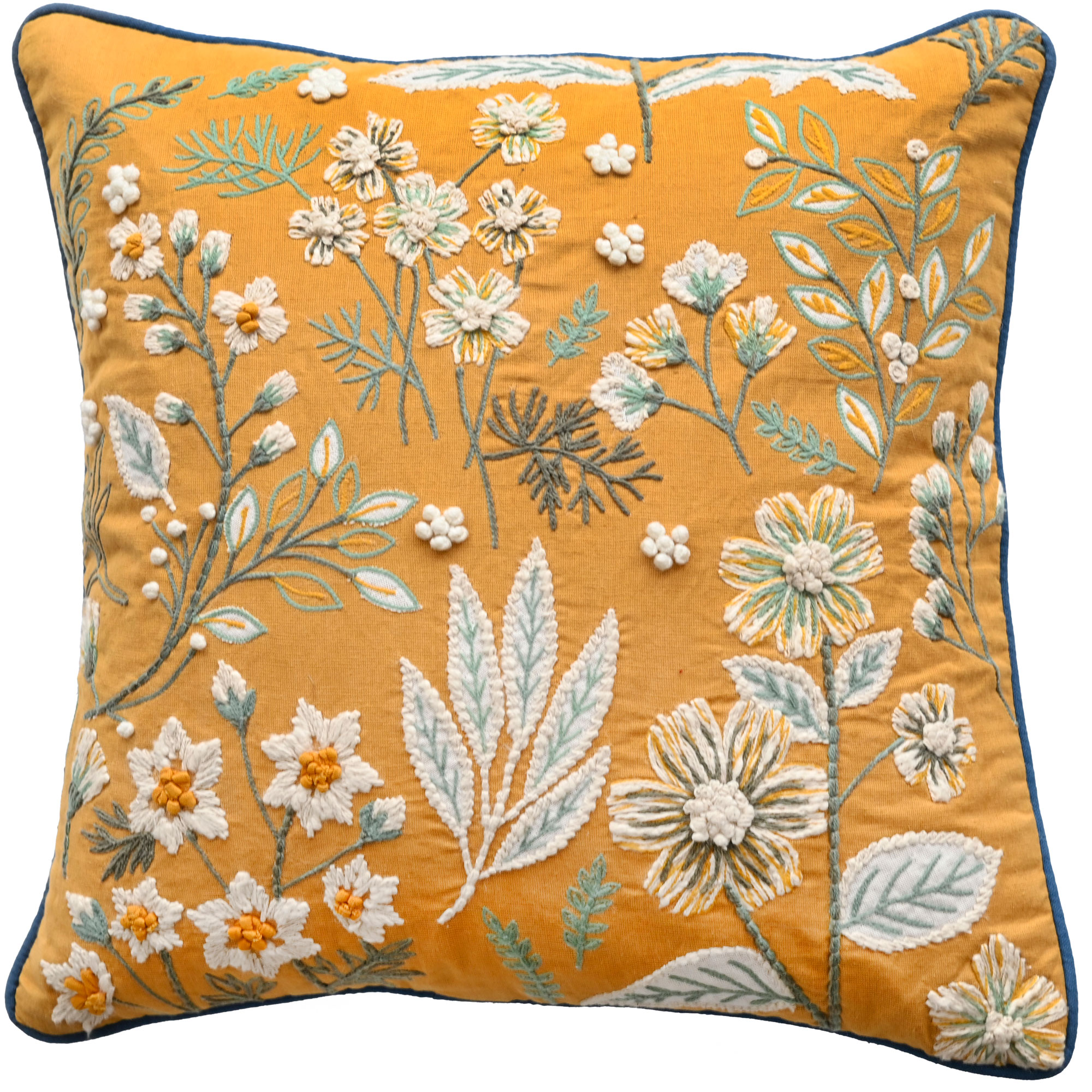 Yellow And Blue Emb Floral by Malini | Style Our Home
