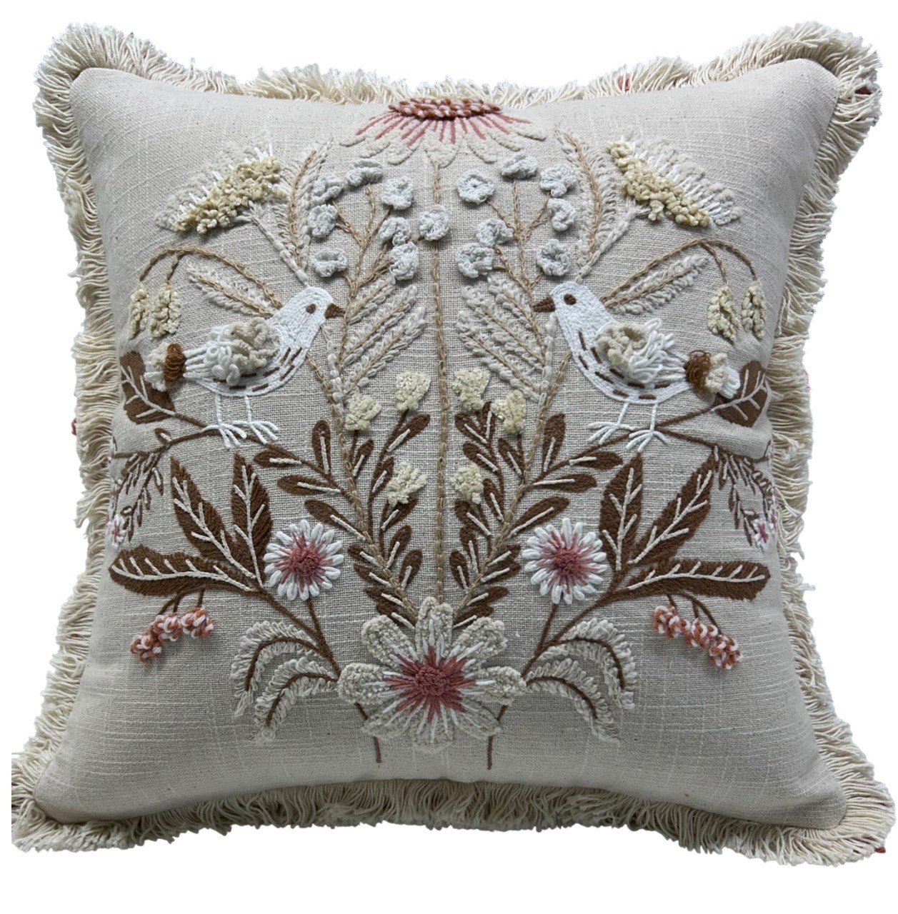 Floral Bird Hand Emb Cushion by Malini | Style Our Home