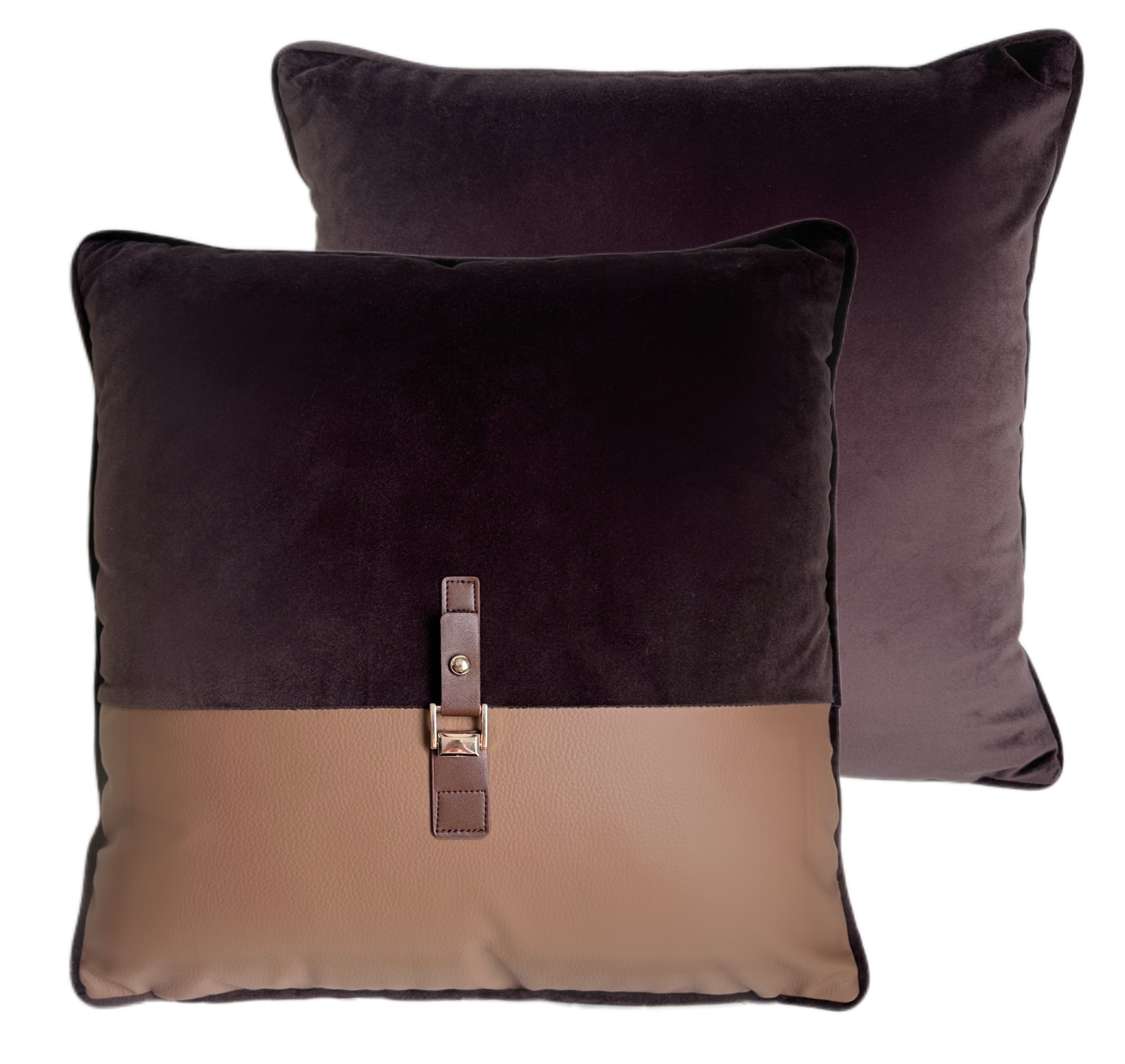 Paul Moneypenny Buckle Cushion Choc by Malini | Style Our Home