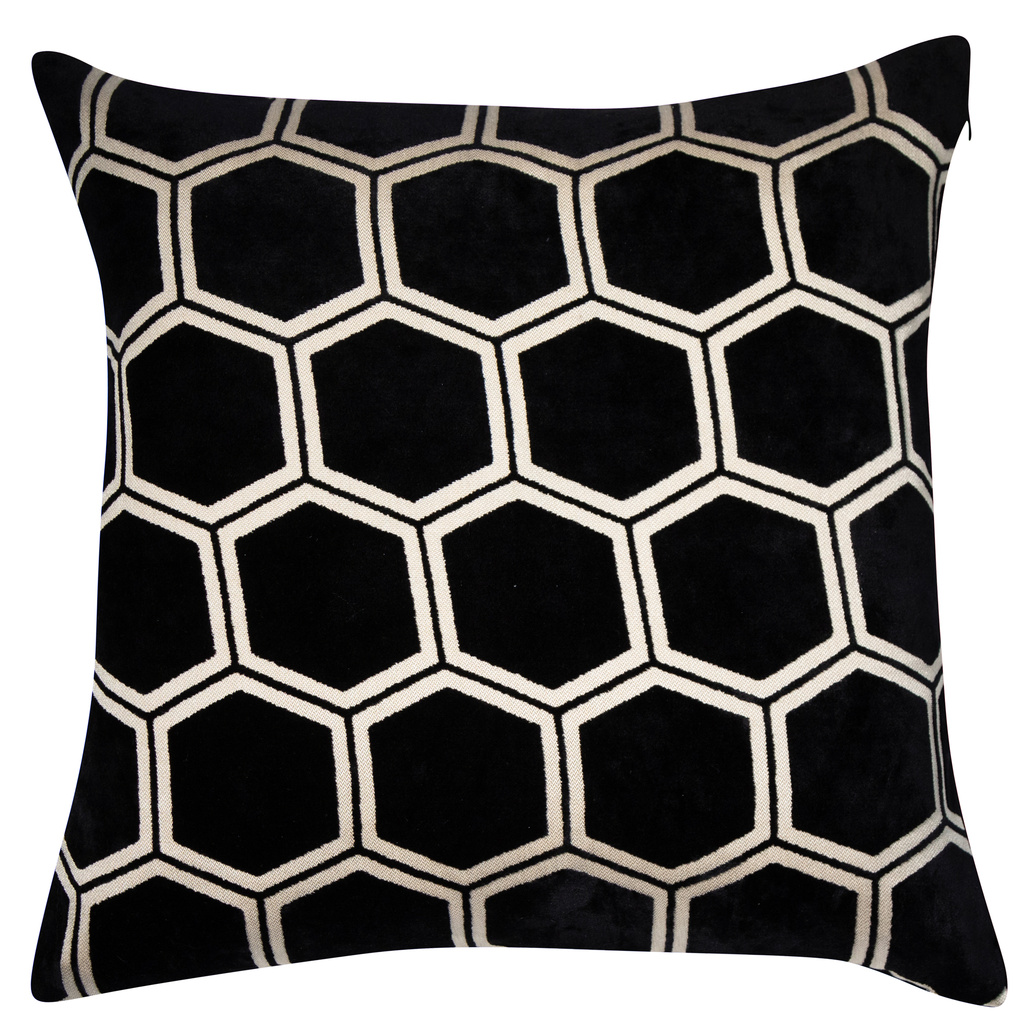 Large Hexagon Cut Velvet Black Ivor by Malini | Style Our Home