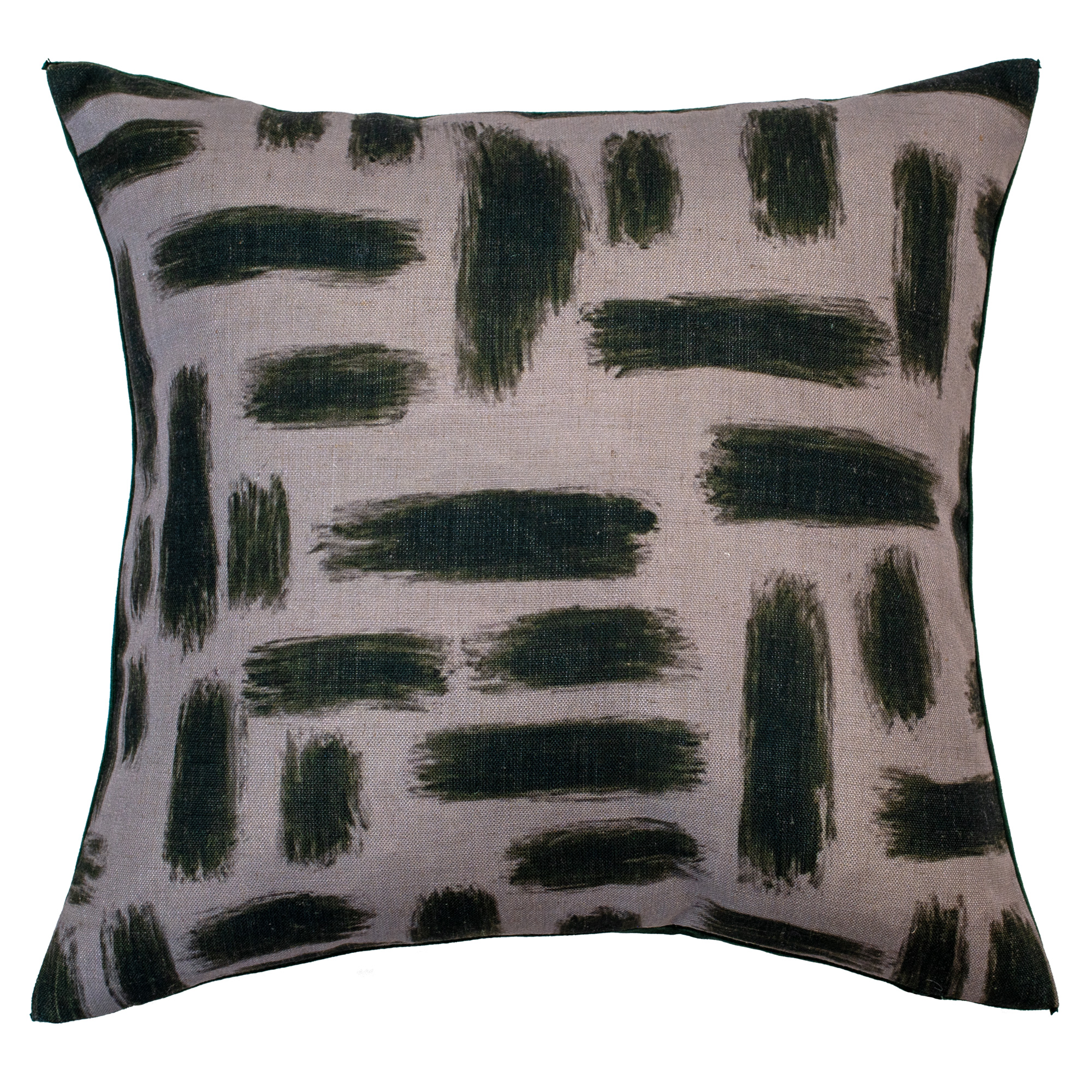 Abstract Printed Lines On Linen Olive by Malini | Style Our Home