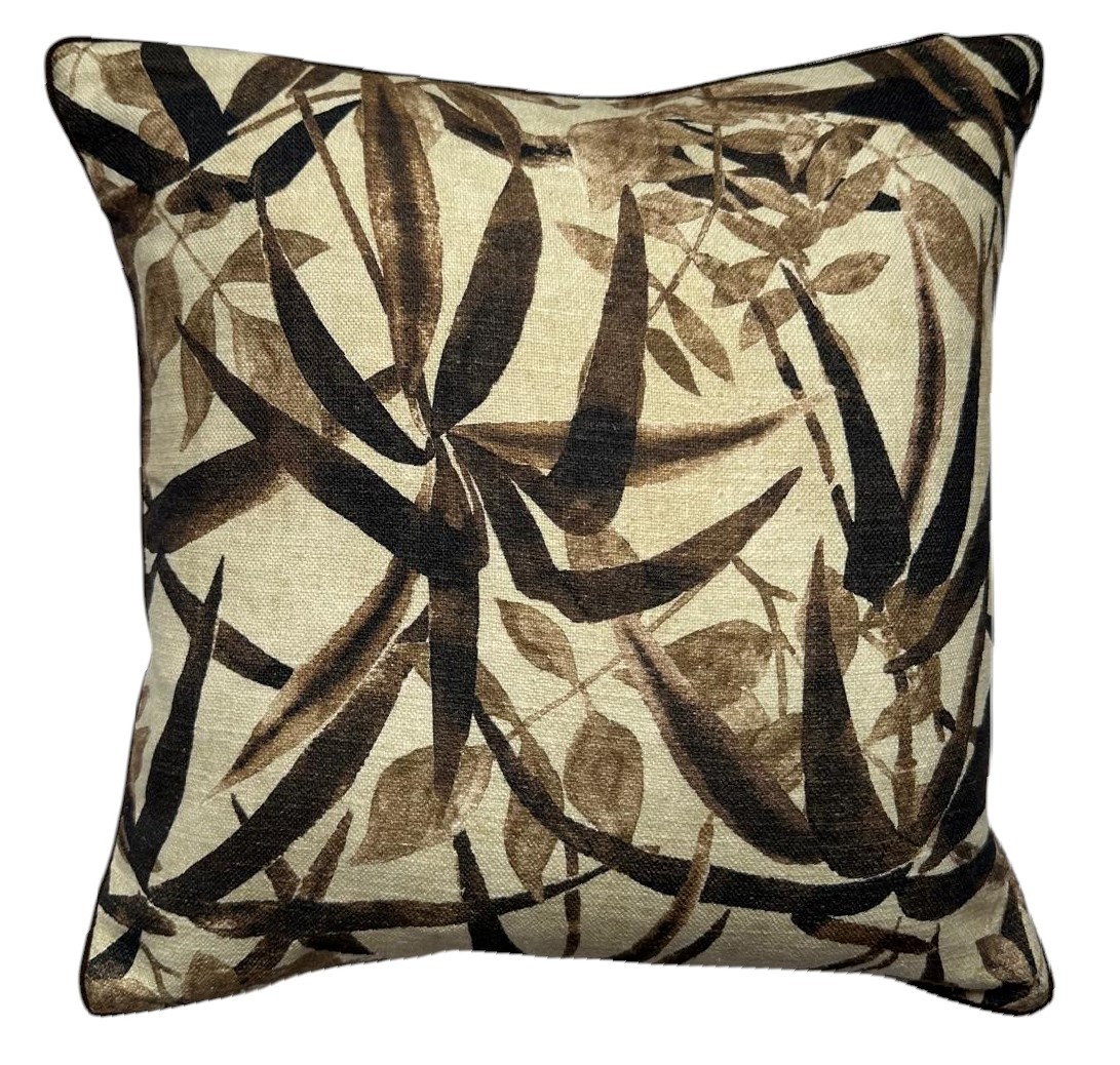 Brown Floral Leaf On Faux Linen by Malini | Style Our Home