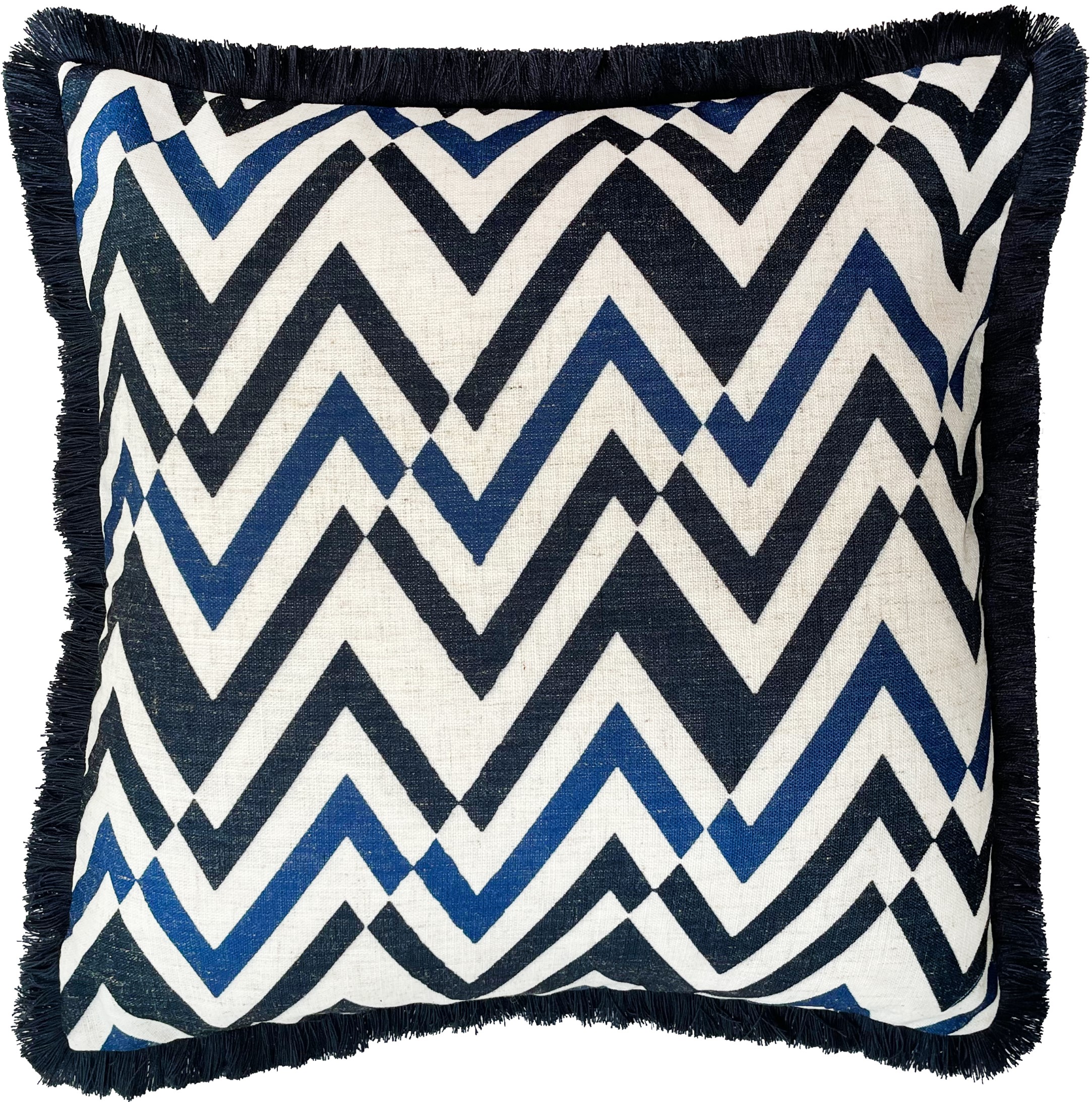 Zig Zag Emb With Fringe- Navy by Malini | Style Our Home