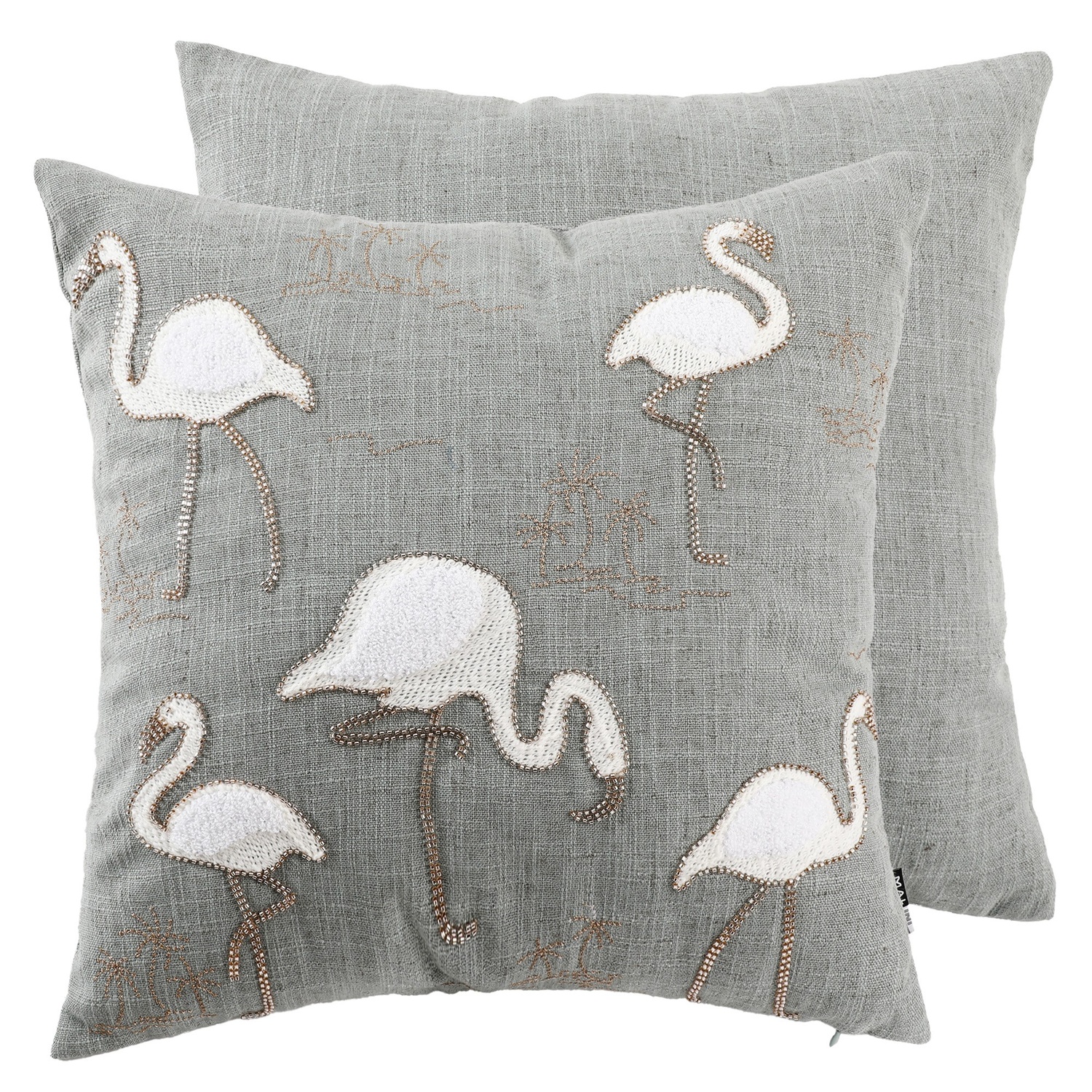 Embellished Flamingos On Faux Linen by Malini | Style Our Home