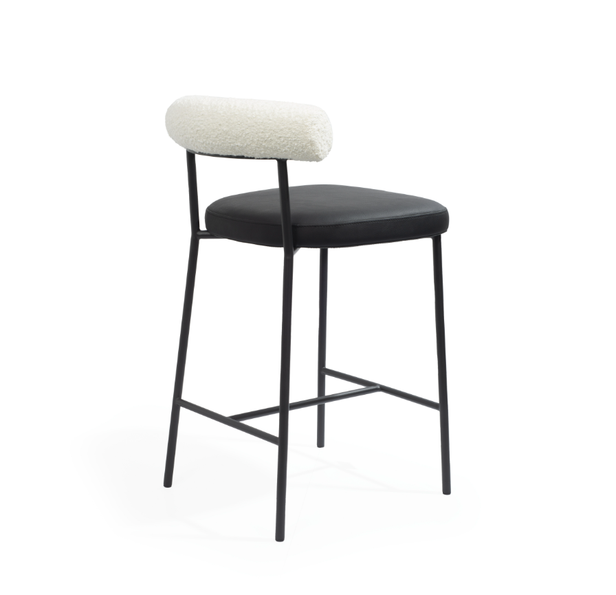Alita Stool - Mustang Black & Chex Bouclé Polar by Tommy Franks | Style Our Home