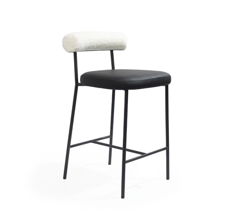 Alita Stool - Mustang Black & Chex Bouclé Polar by Tommy Franks | Style Our Home