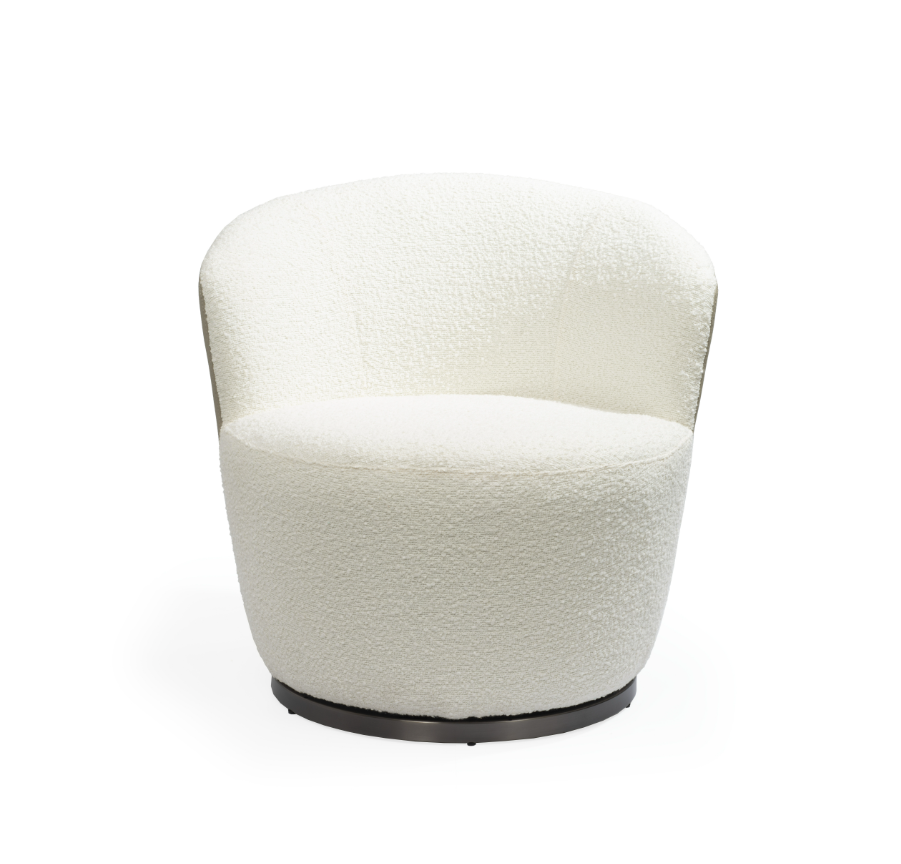 Derry Swivel Chair - Chex Boucle Polar & Concrete Grey by Tommy Franks | Style Our Home
