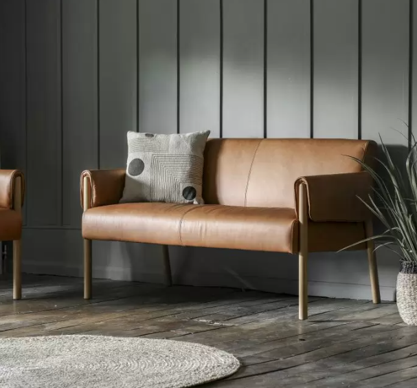 Carden Brown Leather 2 Seater Sofa by Gallery Living | Style Our Home