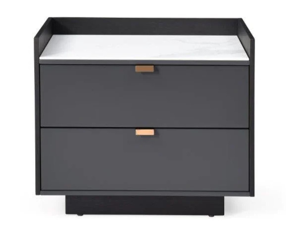 Saviour Bedside Table - White Marble & Anthracite/Grey Wash Oak By Tommy franks | Style Our Home
