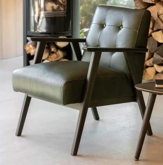 Crimdon Heritage Green Leather Armchair by Gallery Living | Style Our Home