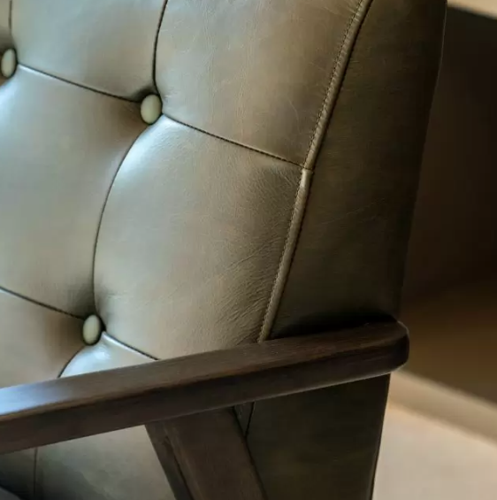 Crimdon Heritage Green Leather Armchair by Gallery Living | Style Our Home