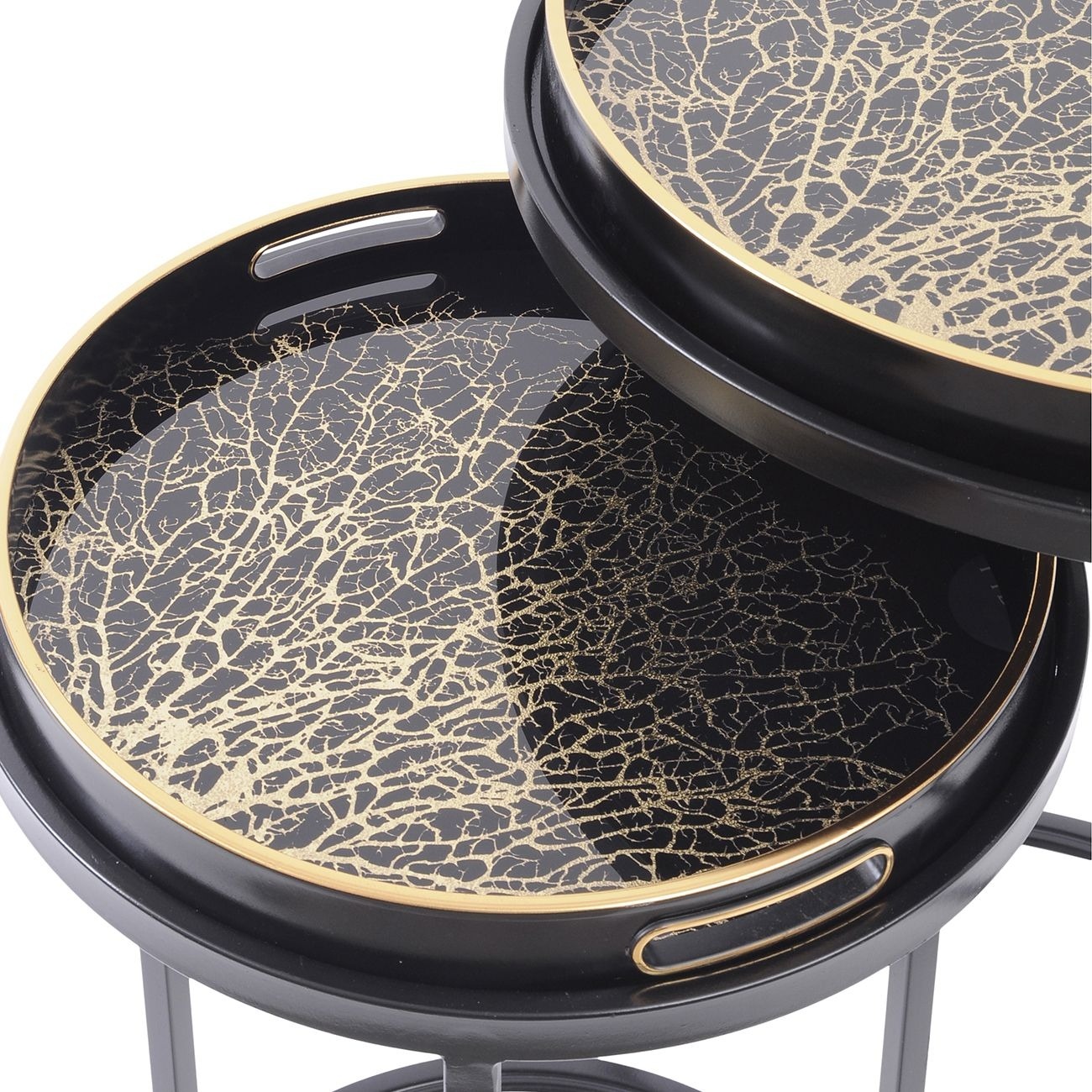 Set of Two Tray Top Coral Design Nesting Side Tables - Style Our Home 