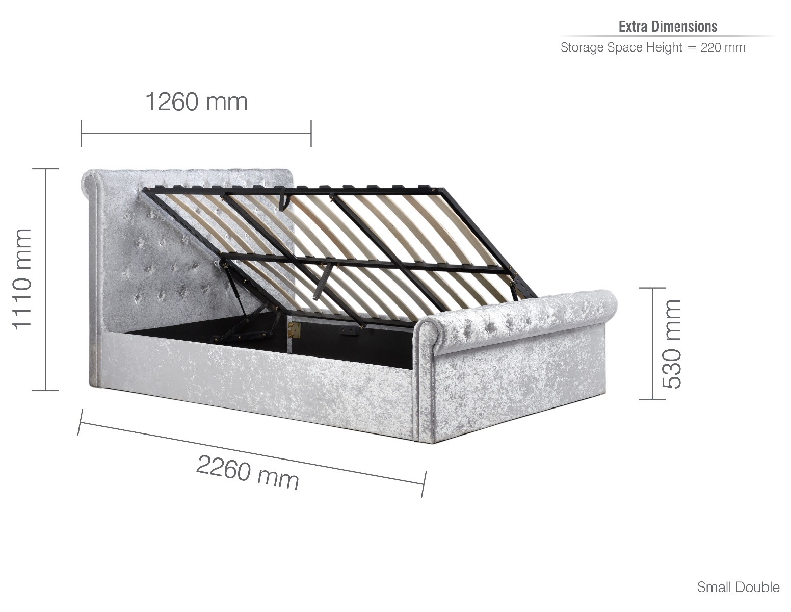 Sienna Small Double Ottoman Bed