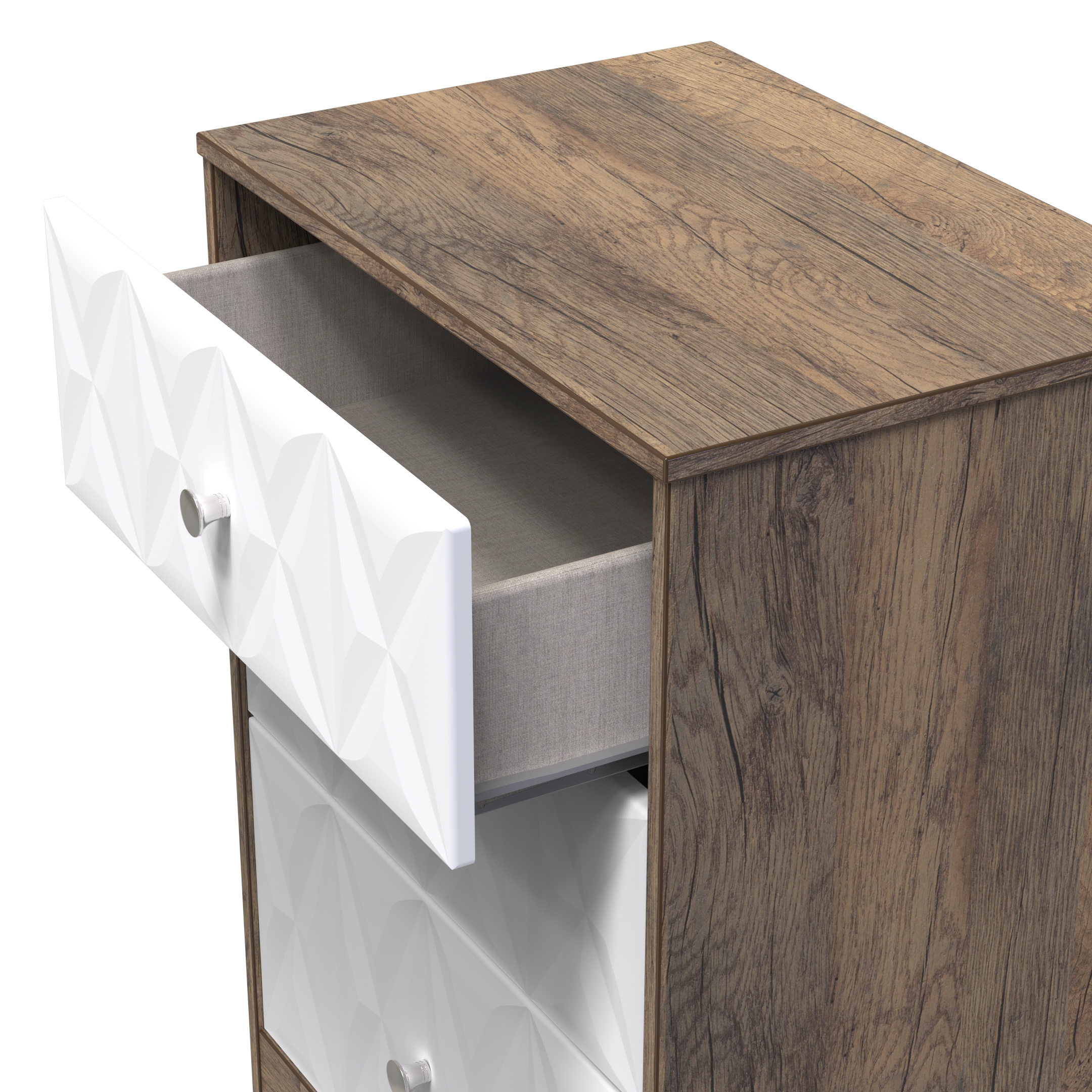 San Jose 3 Drawer Midi Deep Chest in White Matt & Vintage Oak