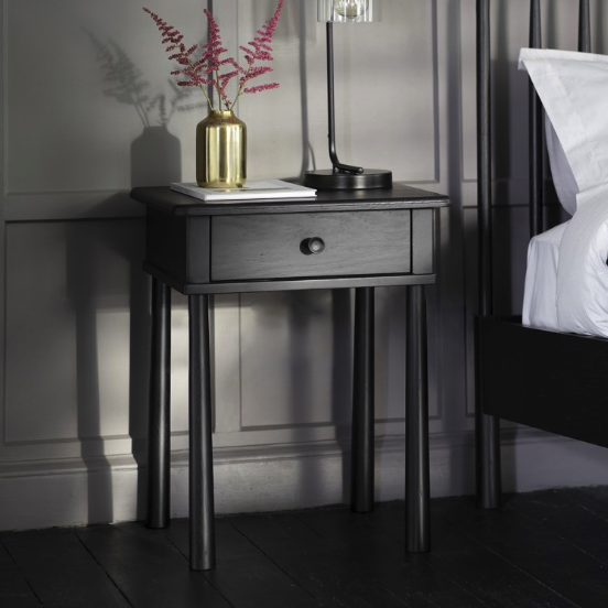 Wycombe Black 1 Drawer Bedside Table  - Style Our Home 