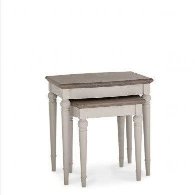 Montreux Soft Grey & Washed Oak Nest of Lamp Table - Style Our Home