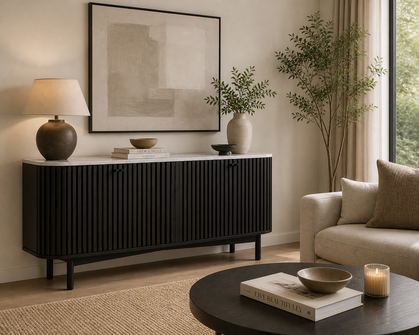 Soho Black Marble Top Large Sideboard by Condell/Global Home Group | Style Our Home