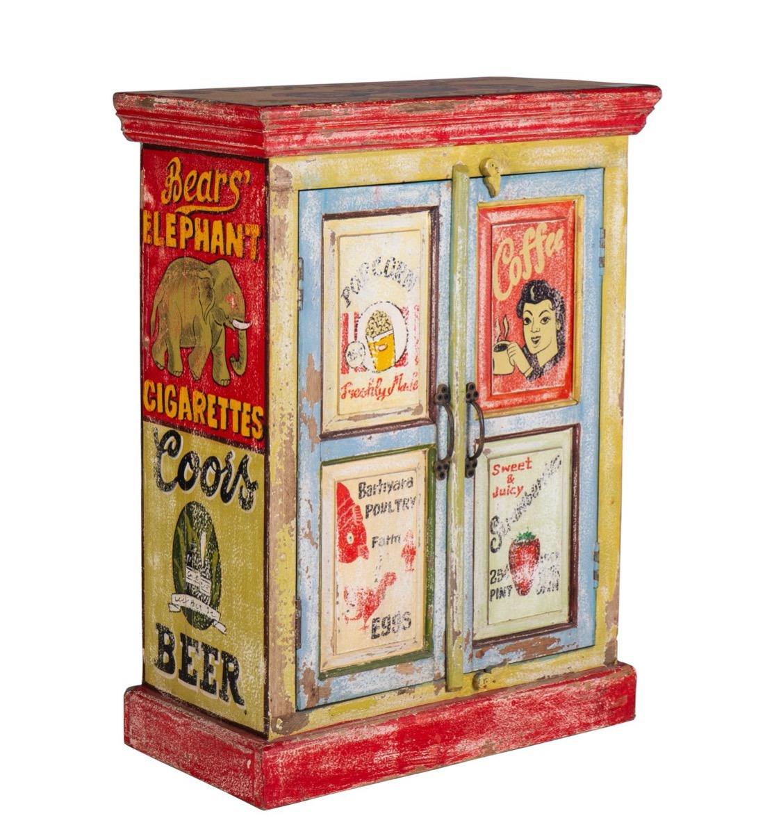 Carnival Hand Painted Vintage Ad 2 Door Cabinet | Style Our Home