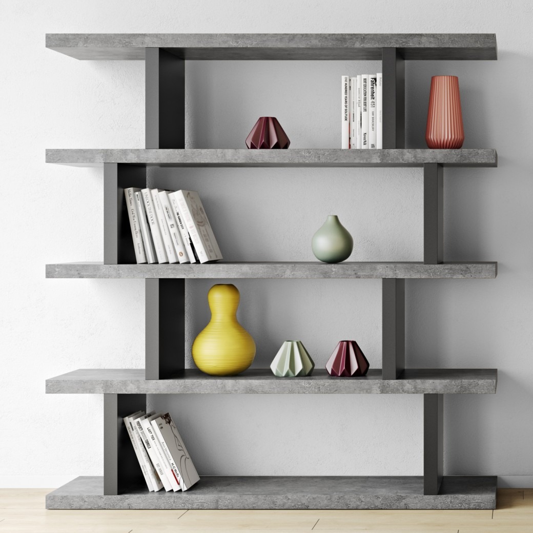 Step Concrete & Pure Black High Shelving Unit - Style Our Home