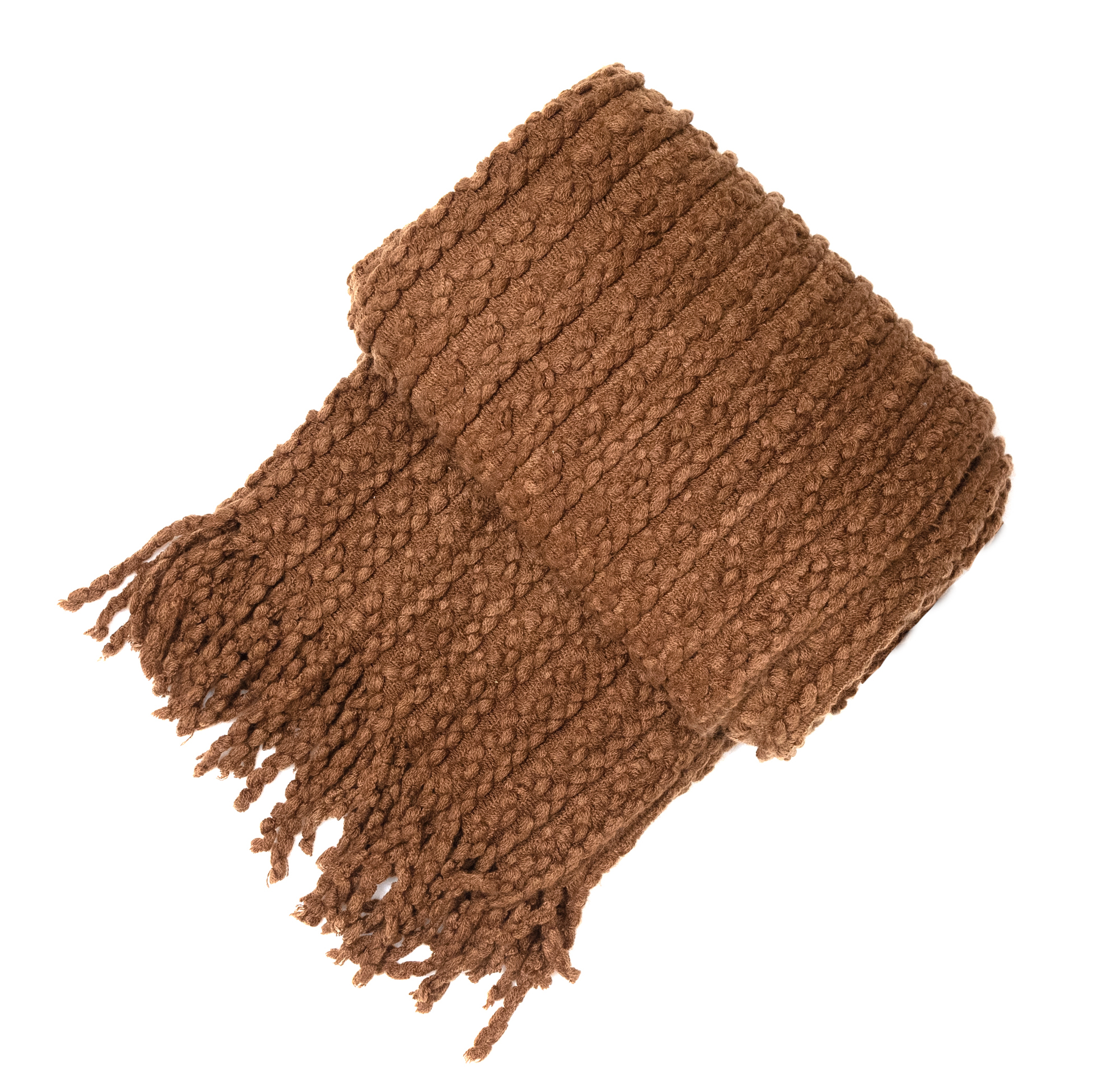 Chocolate Barley Twist Throw W. Tassels by Malini | Style Our Home