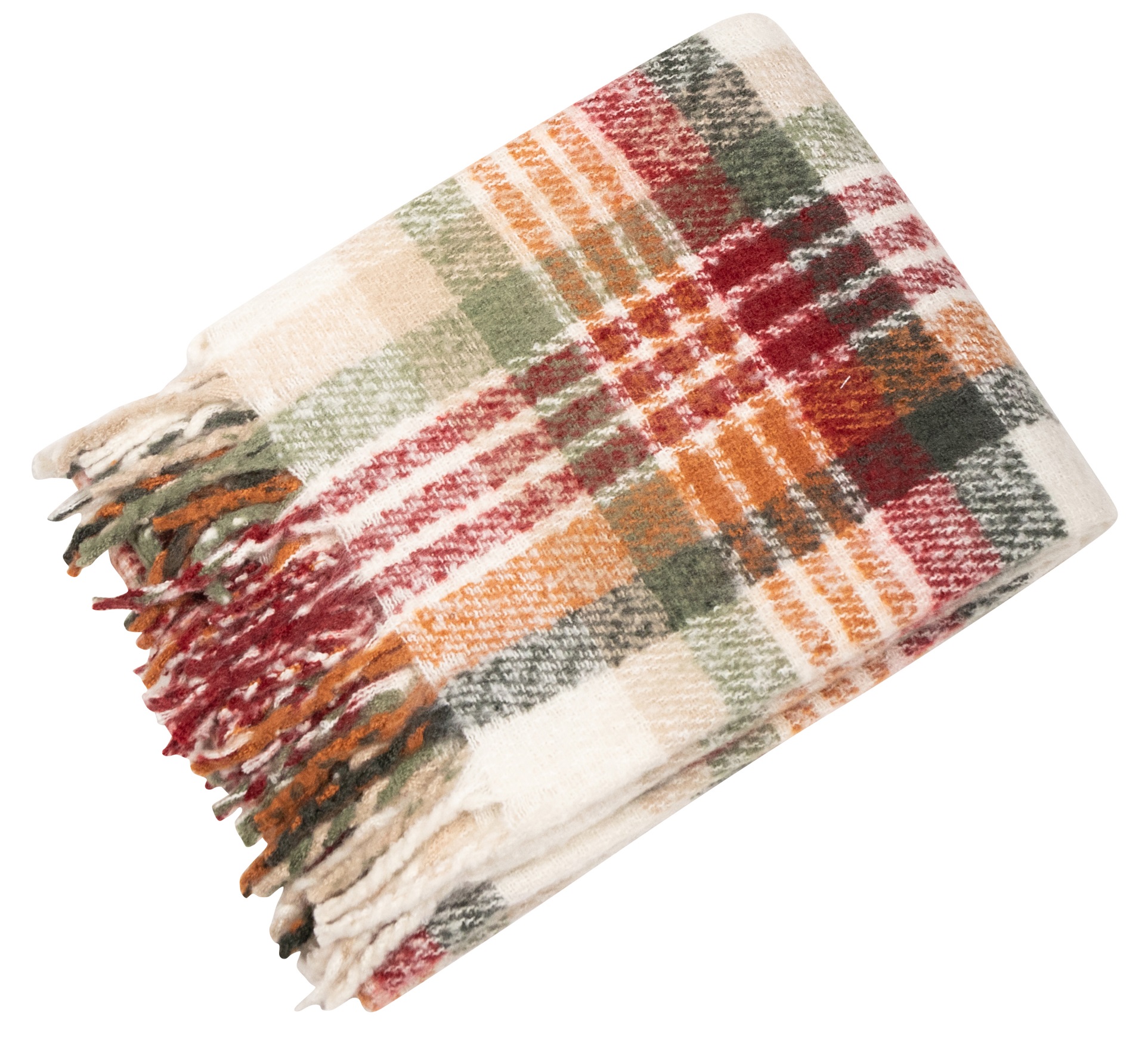 Faux Mohair Throw Orange/Green Plaid by Malini | Style Our Home