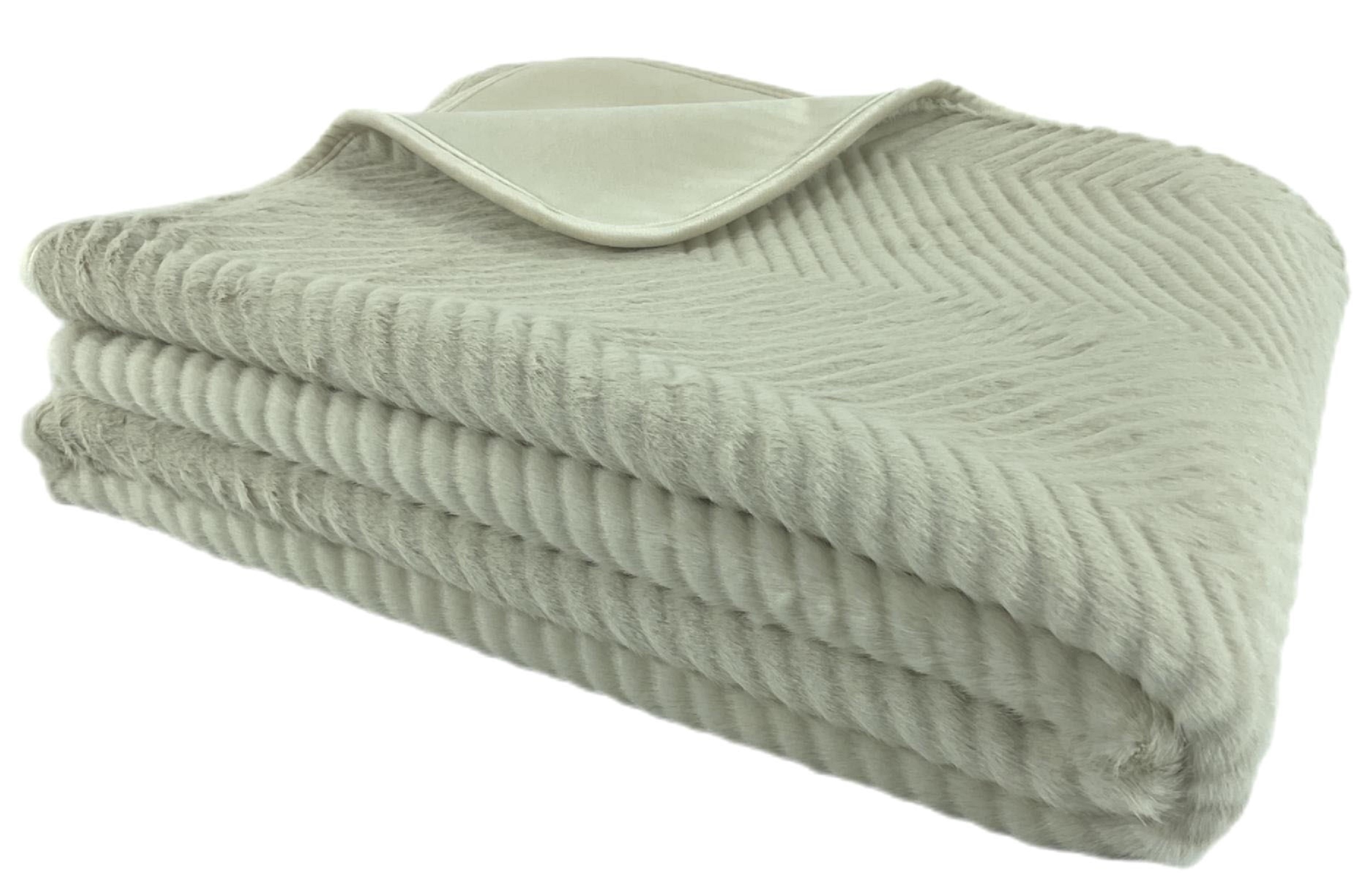 Chevron Faux Fur Throw Piped Cream by Malini | Style Our Home