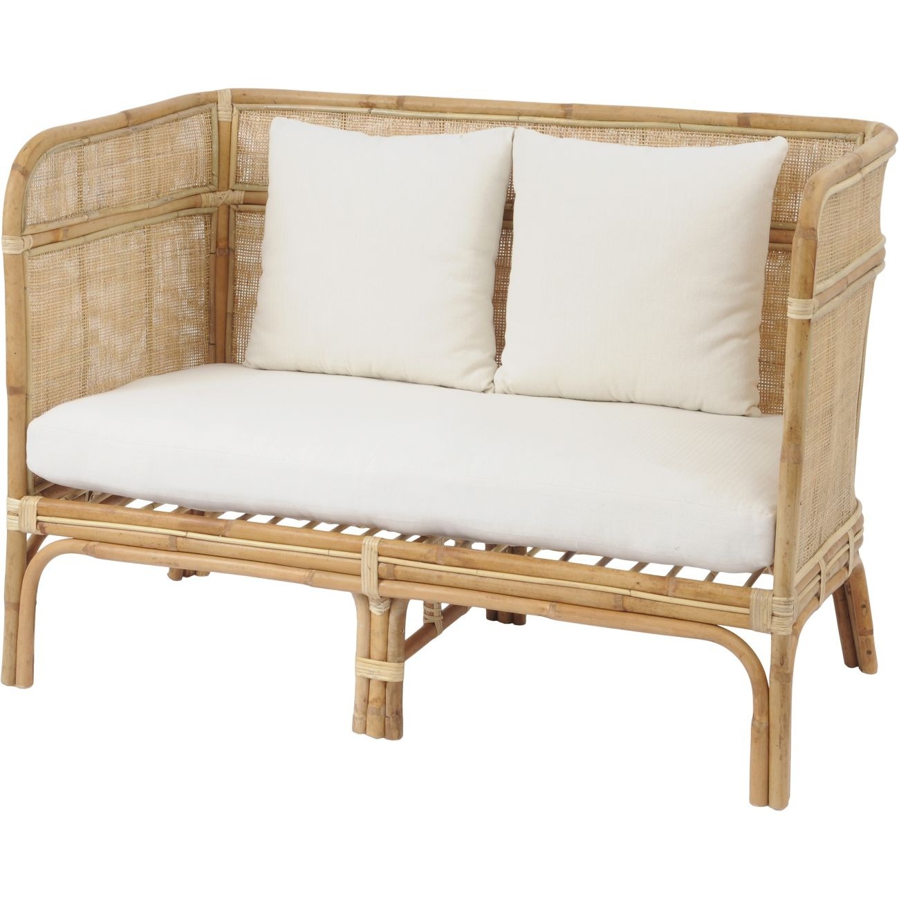 Toba Natural Rattan Bench with High Wrap Round Back  - Style Our Home 