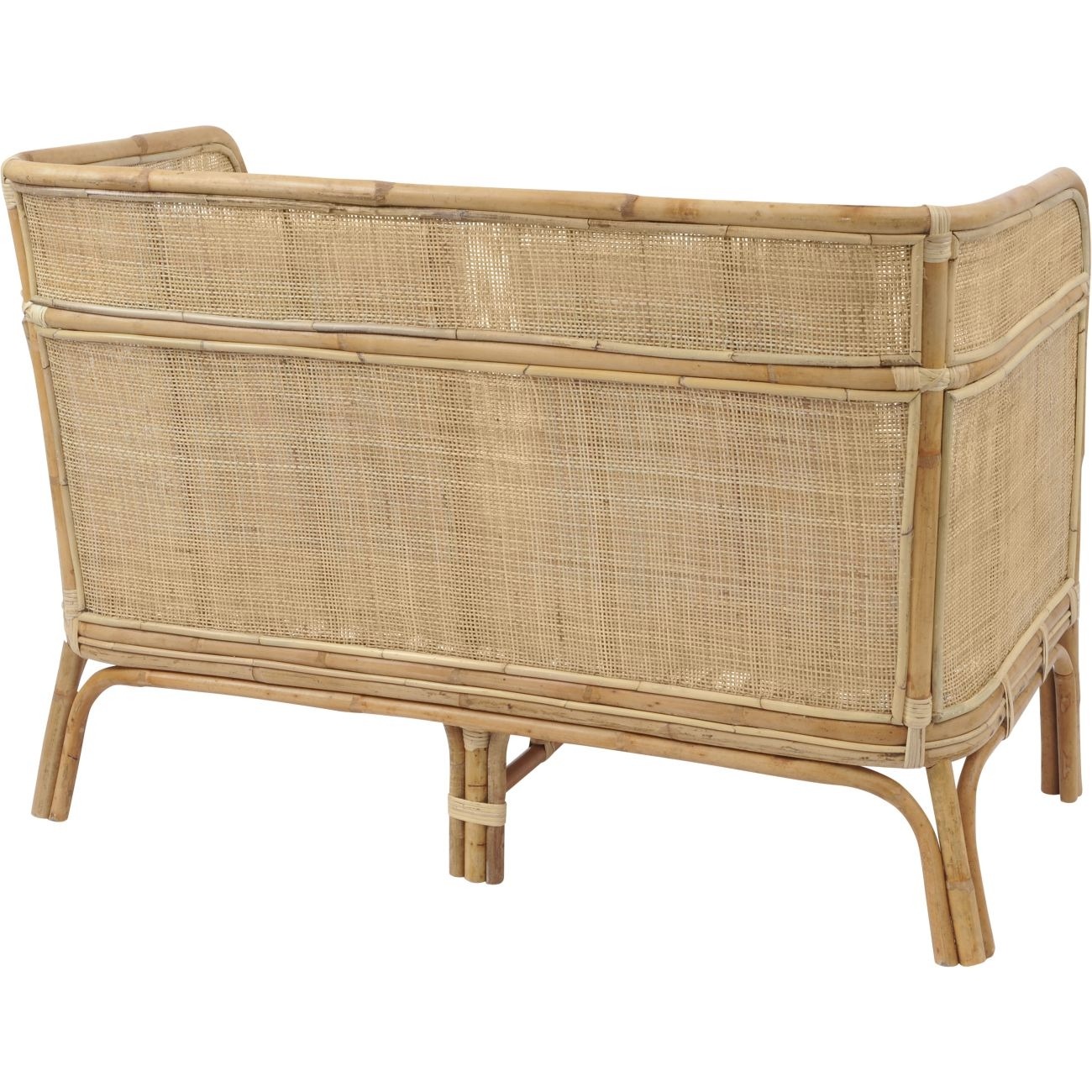 Toba Natural Rattan Bench with High Wrap Round Back  - Style Our Home 