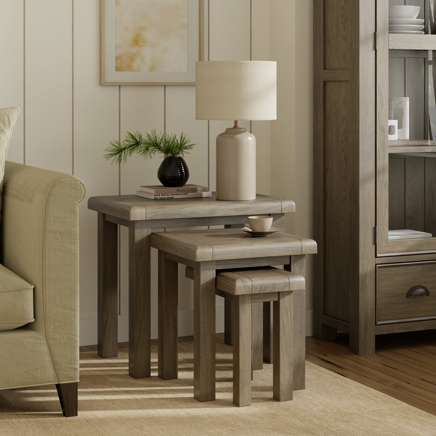 Sartene Oak Nest Of 3 Tables by Hertiance Furniture | Style Our Home