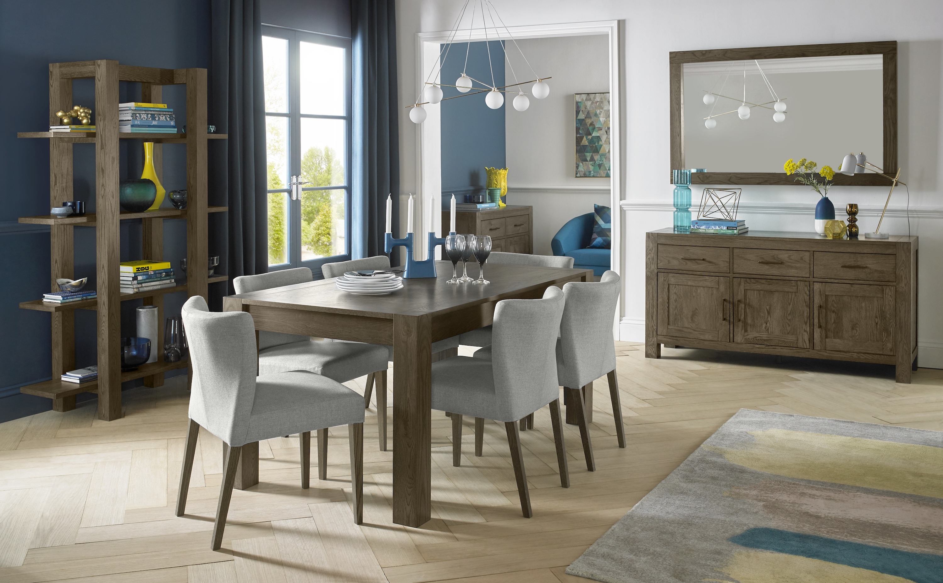 Turin Dark Oak Dining Table Medium 4 6 Seater End Extension Dining Table
