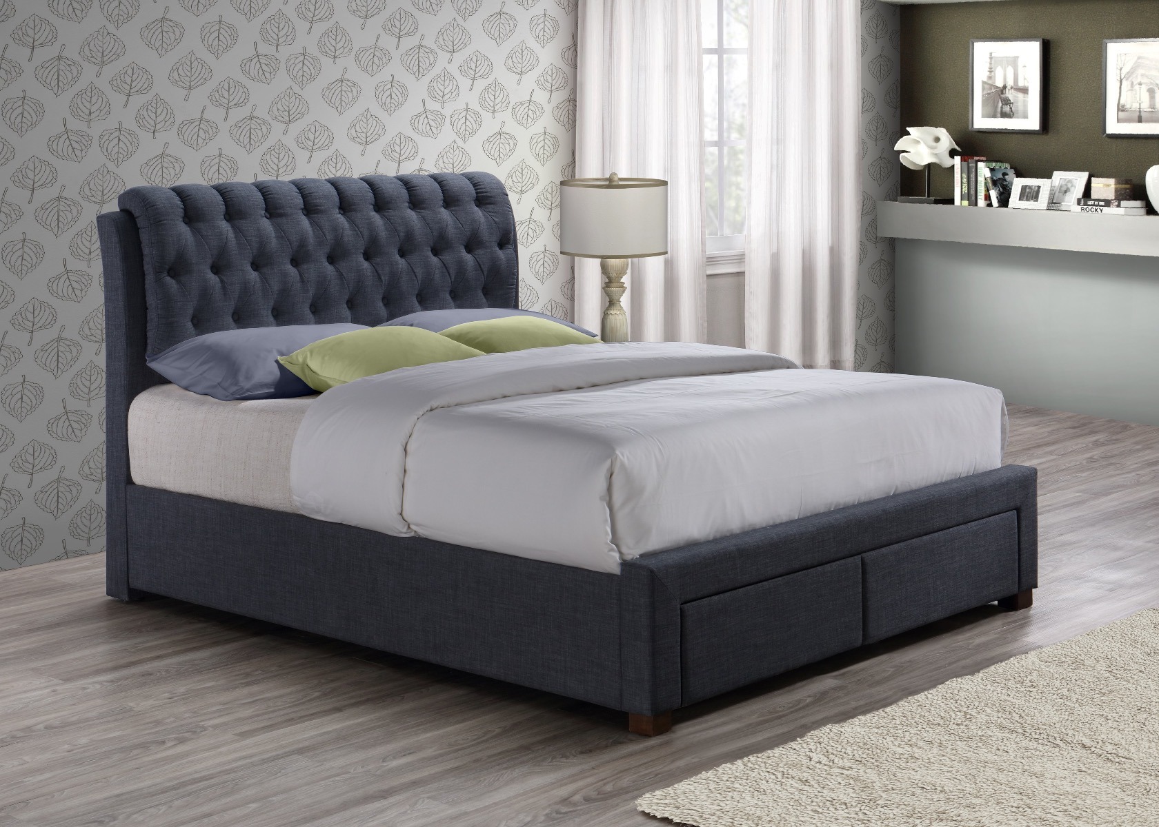 Valentino Charcoal Double Bed