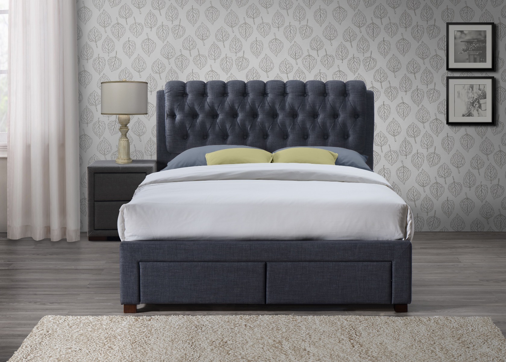 Valentino Charcoal Double Bed