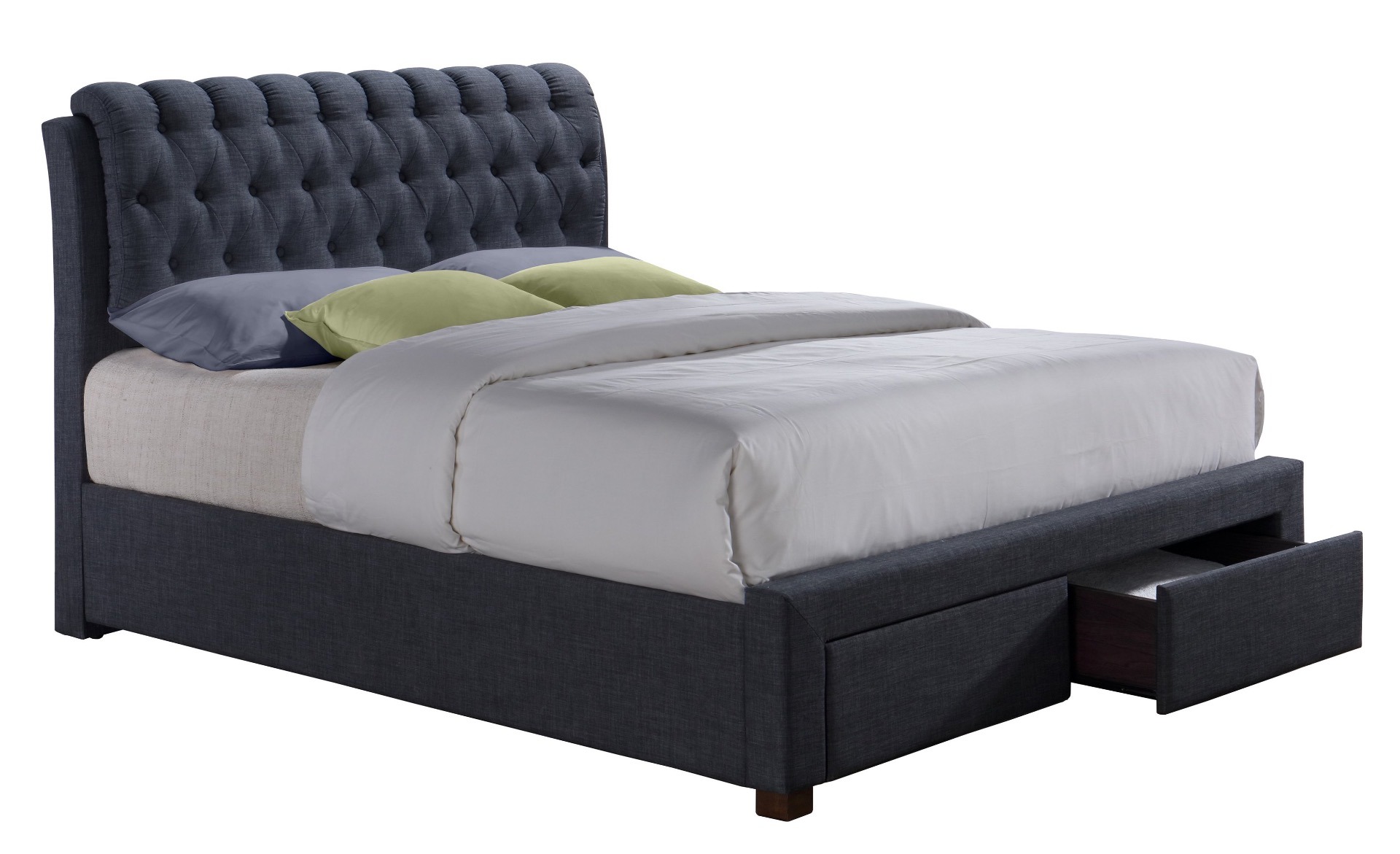 Valentino Two Drawer Charcoal 4'6 King Bed