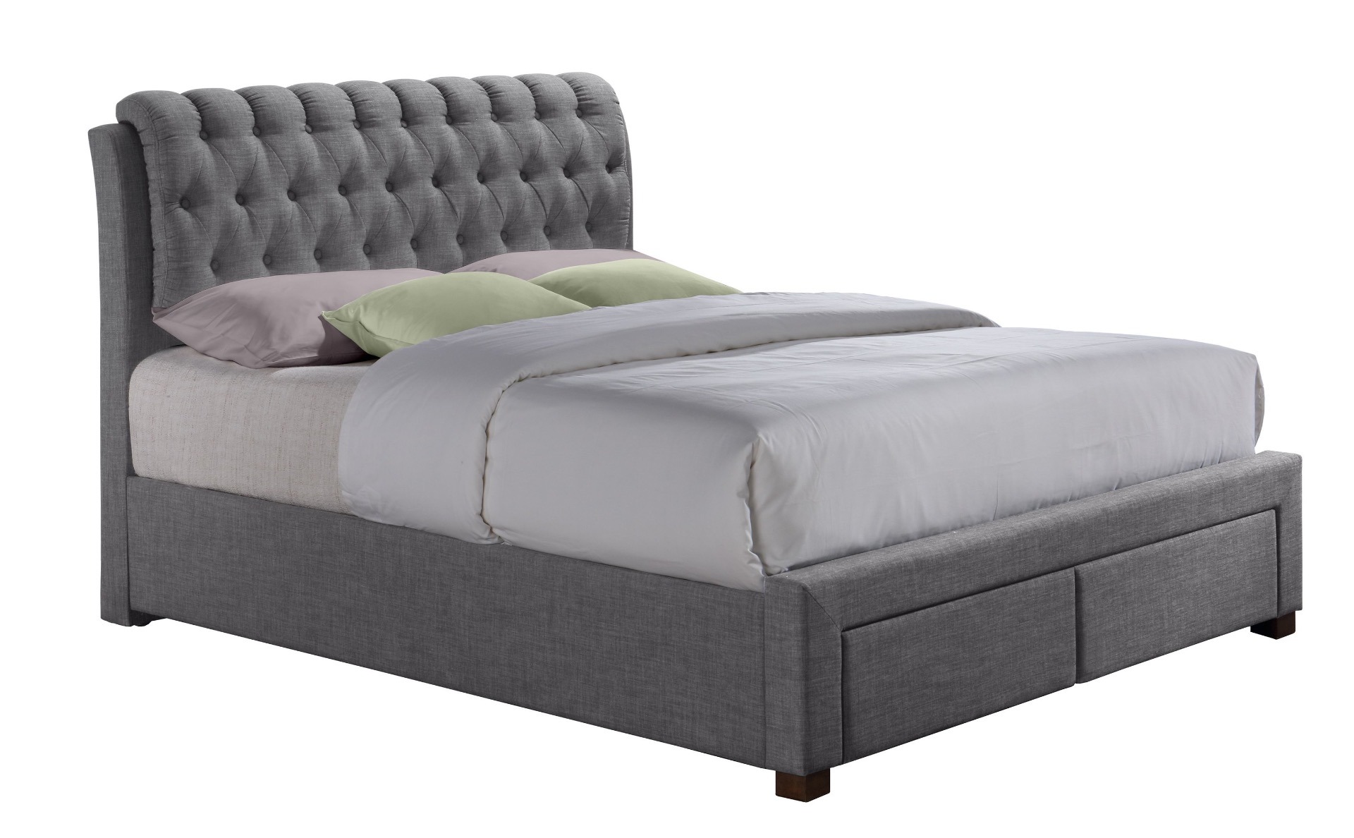 Valentino Two Drawer Grey 4'6 King Bed