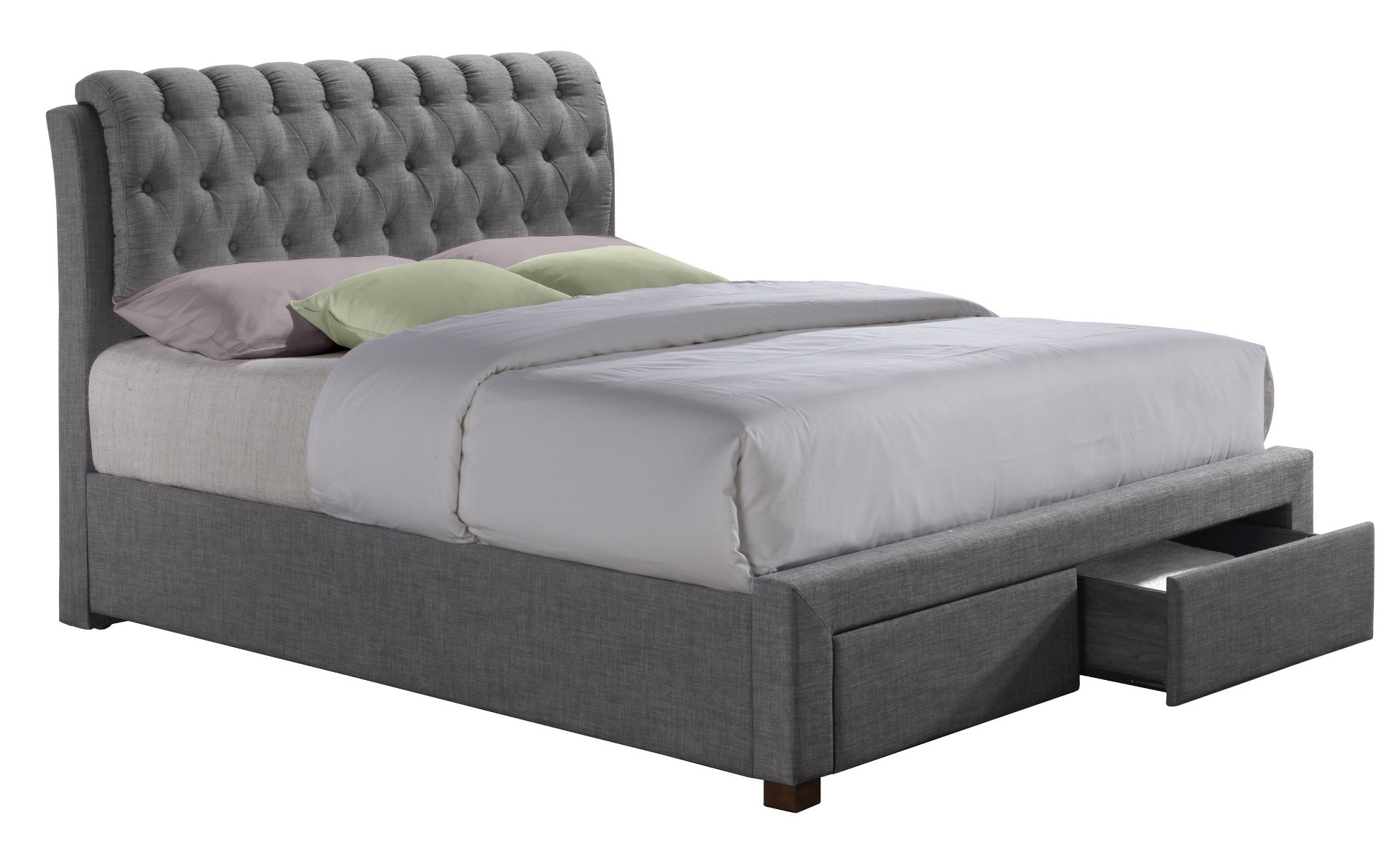 Valentino Two Drawer Grey 4'6 King Bed