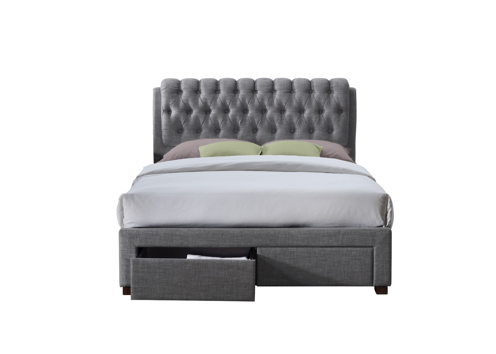 Valentino Two Drawer Grey 4'6 King Bed