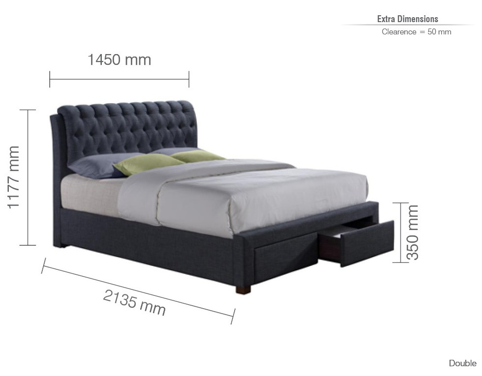 Valentino Charcoal Double Bed