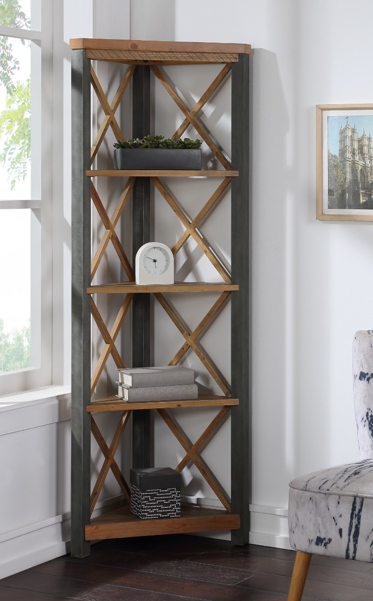 Urban Elegance Reclaimed Large Corner Bookcase by Baumhaus | Style Our Home