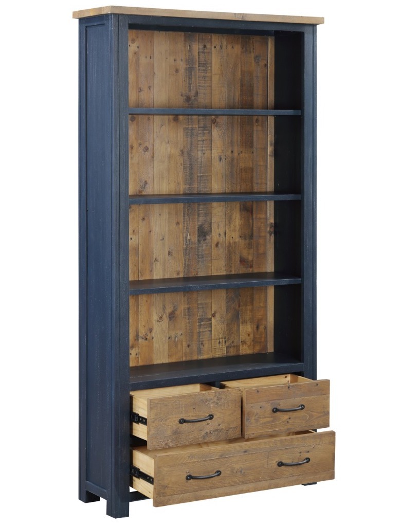Splash of Blue - Large Open Bookcase with Drawers by Baumhaus | Style Our Home