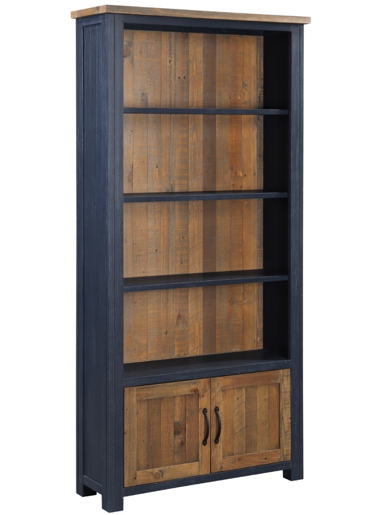 Splash of Blue - Large Open Bookcase with Doors by Baumhaus | Style Our Home