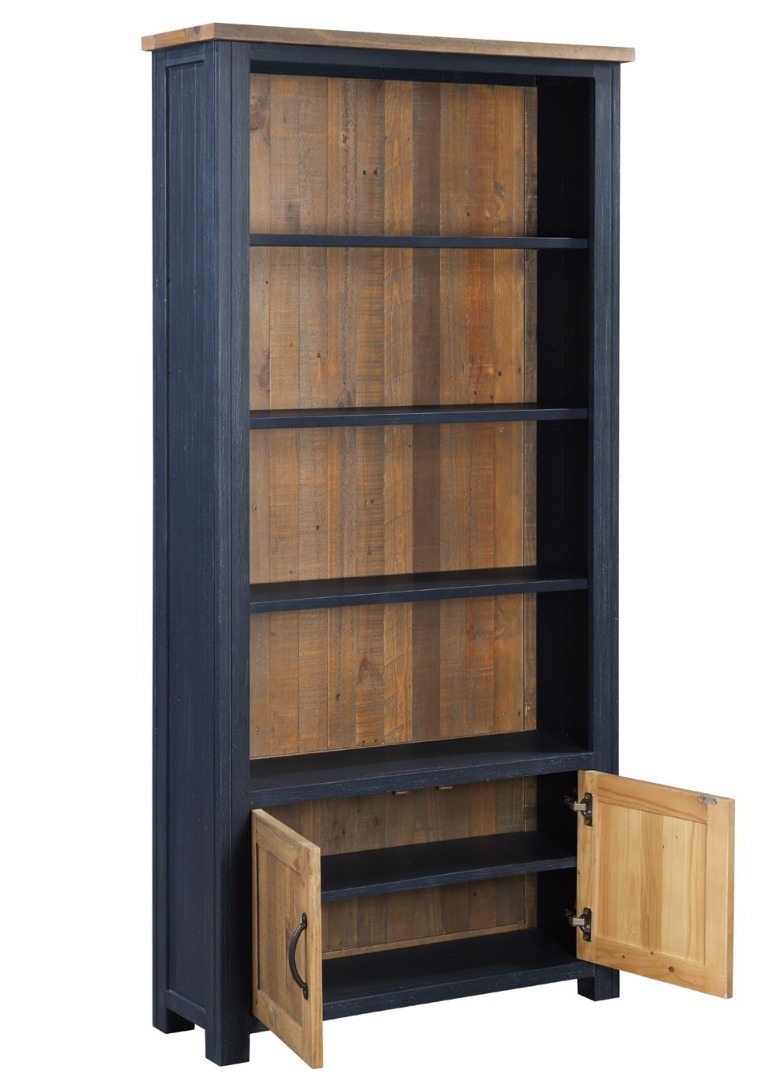 Splash of Blue - Large Open Bookcase with Doors by Baumhaus | Style Our Home