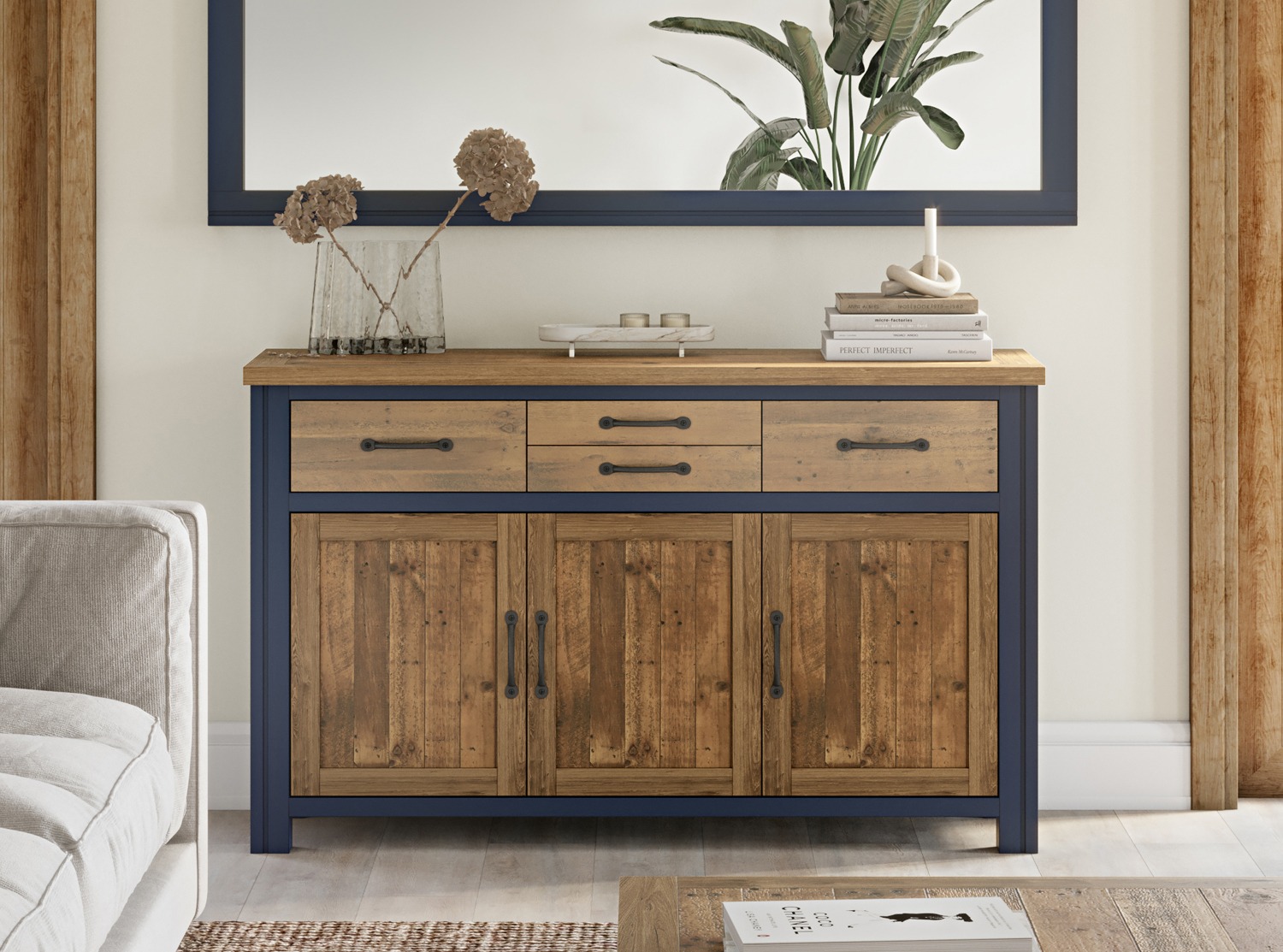 Splash of Blue - Sideboard 3 Door / 4 Drawer by Baumhaus | Style Our Home