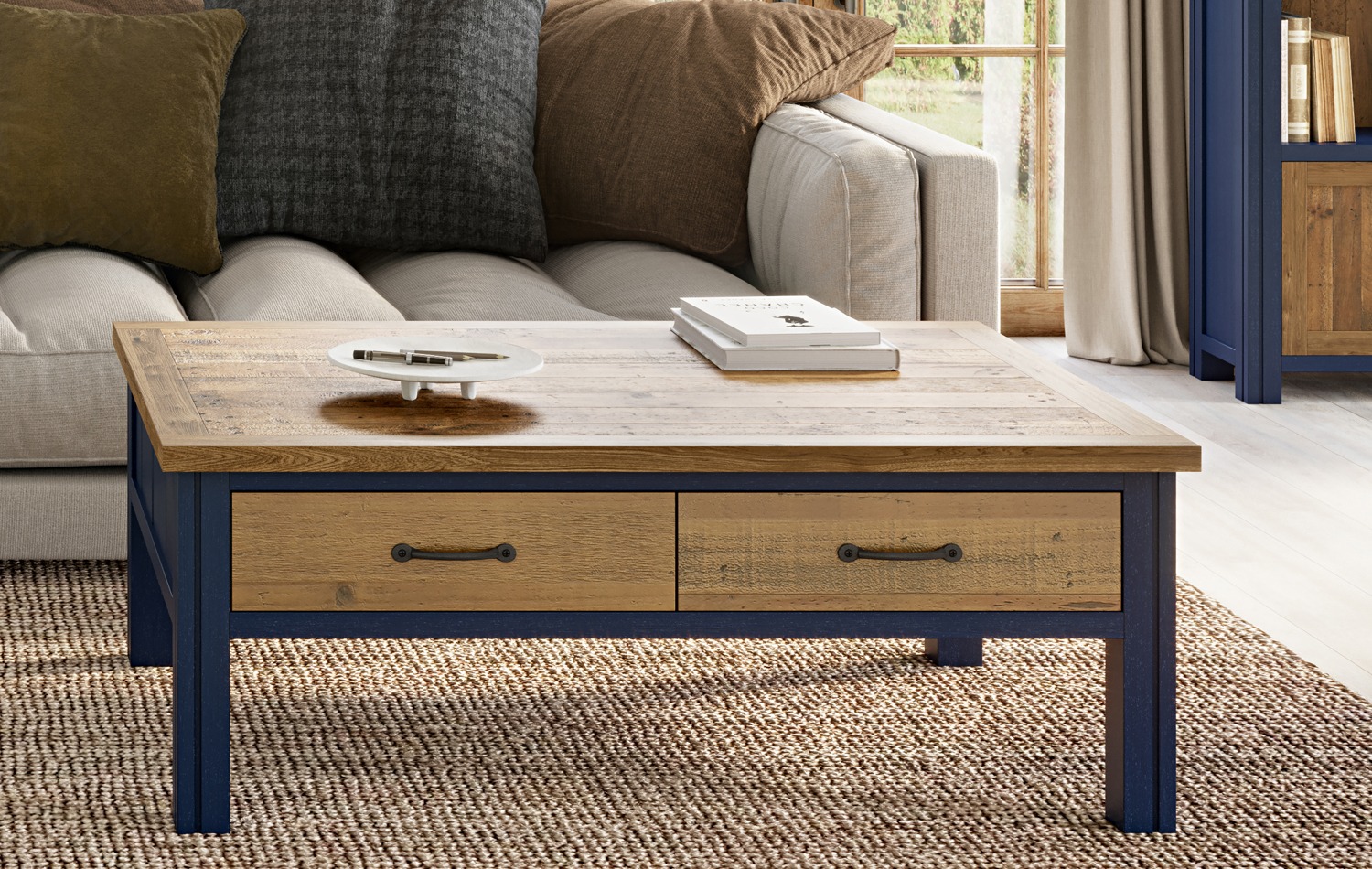 Splash of Blue - Coffee Table With Four Drawers by Baumhaus | Style Our Home