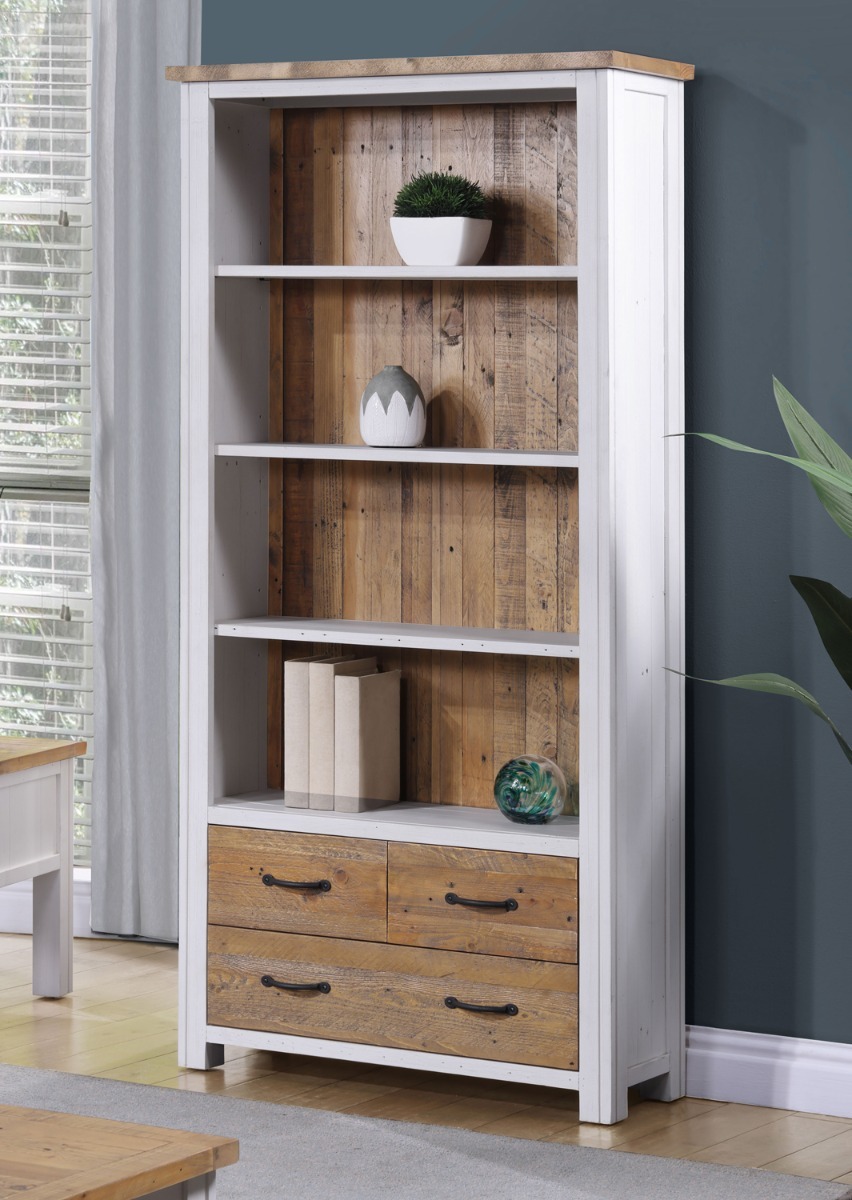 Splash of White - Large Open Bookcase with Drawers by Baumhaus | Style Our Home