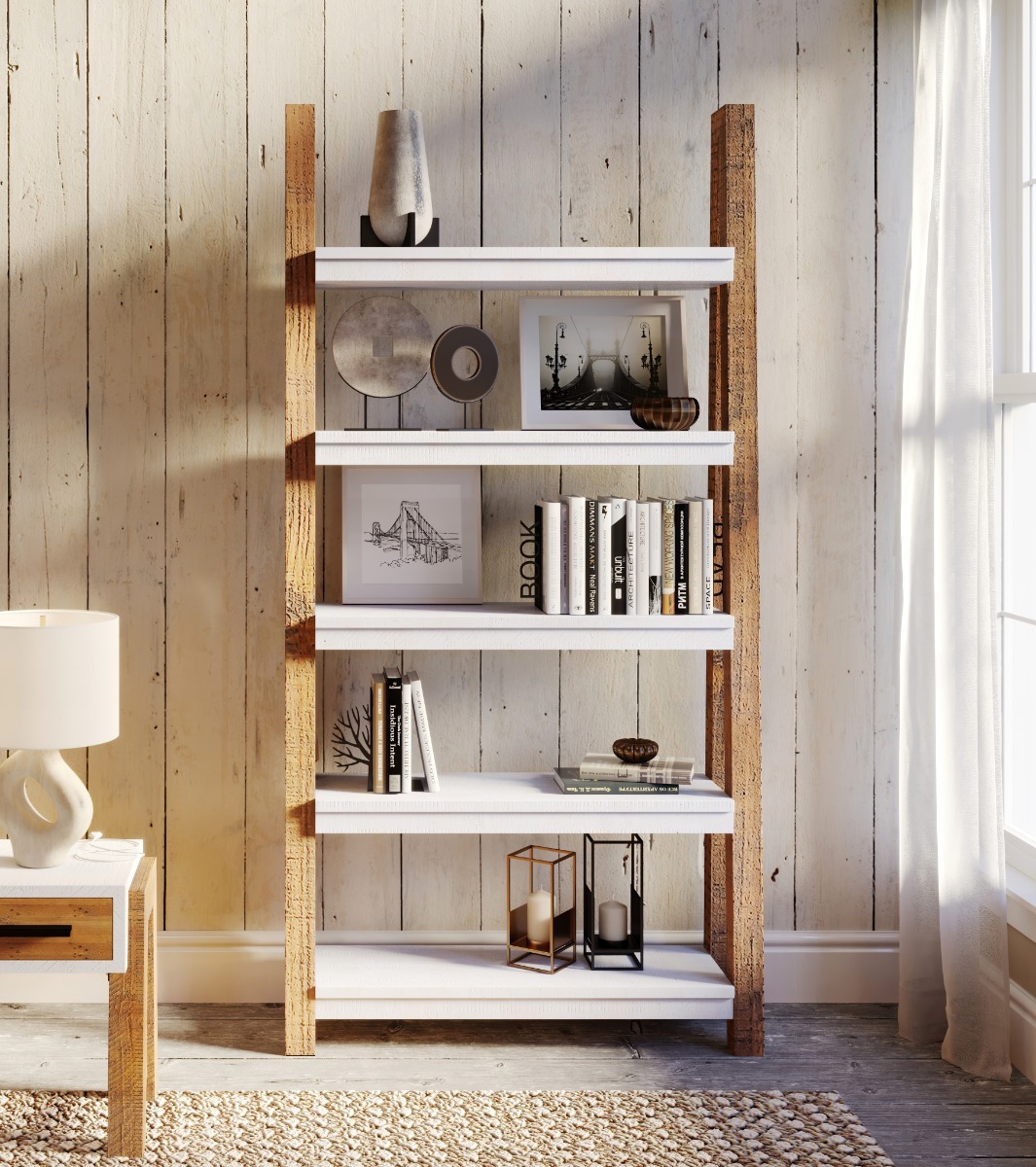 Trinity - Reclaimed Large Bookcase Open by Baumhaus | Style Our Home