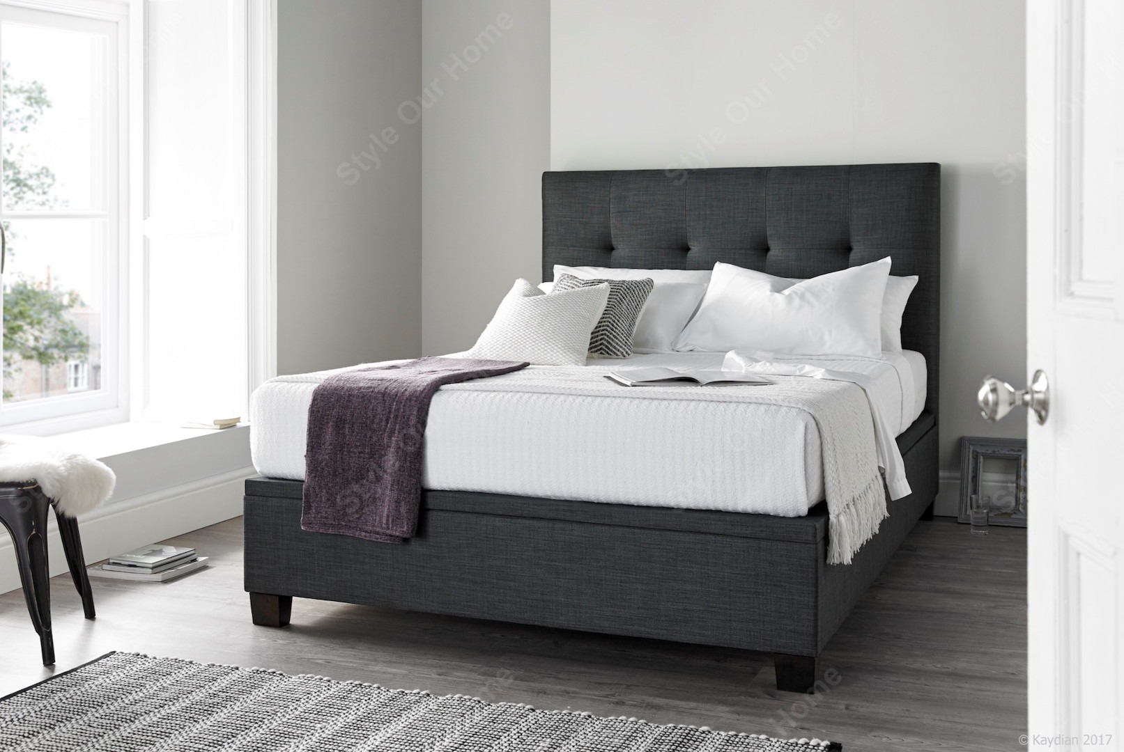 Walkworth Upholstered Ottoman Double Bed - Grey